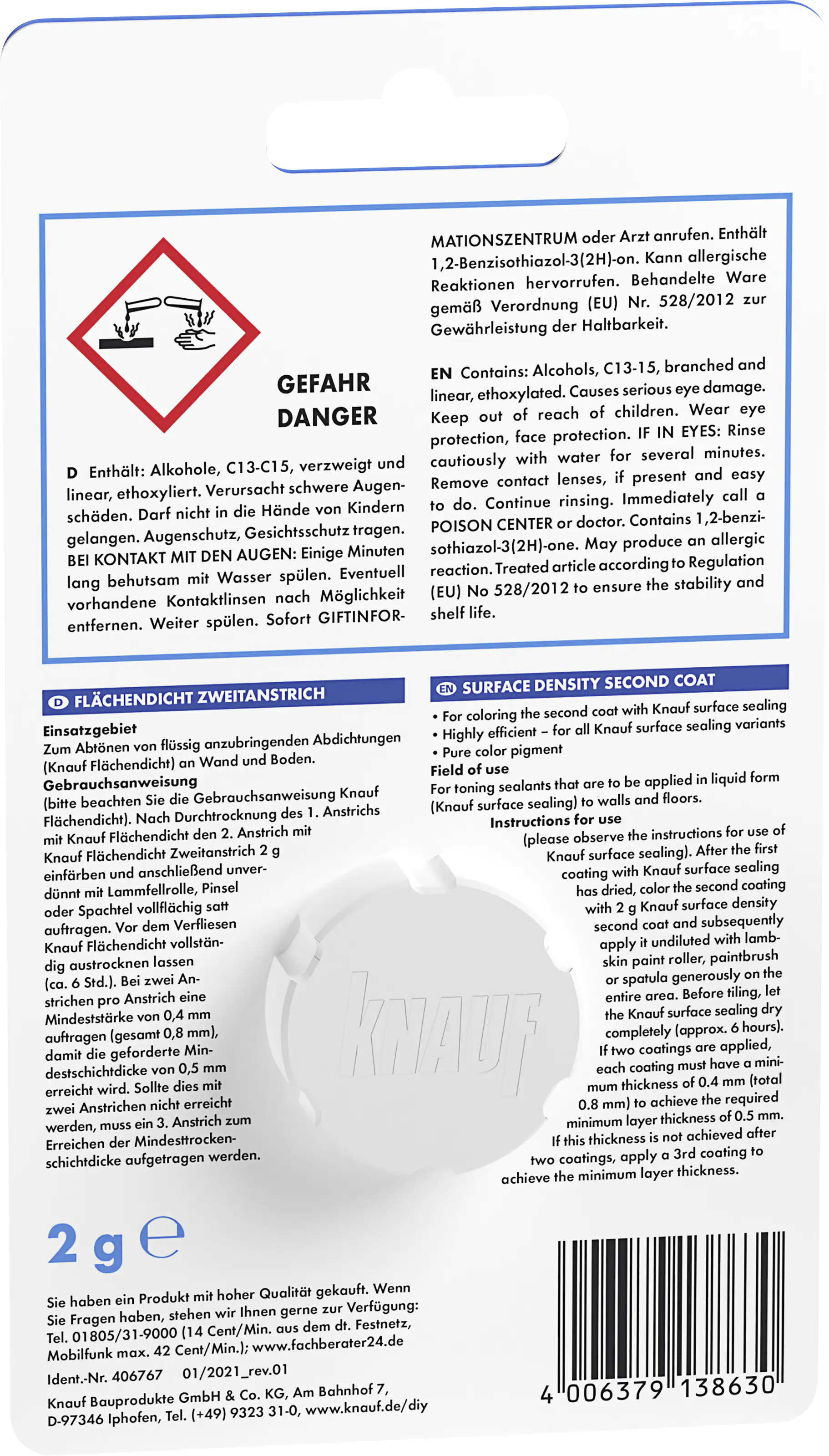 Knauf Flächendicht Zweitanstrich 2 g Knauf Flächendicht Zweitanstrich 2 g