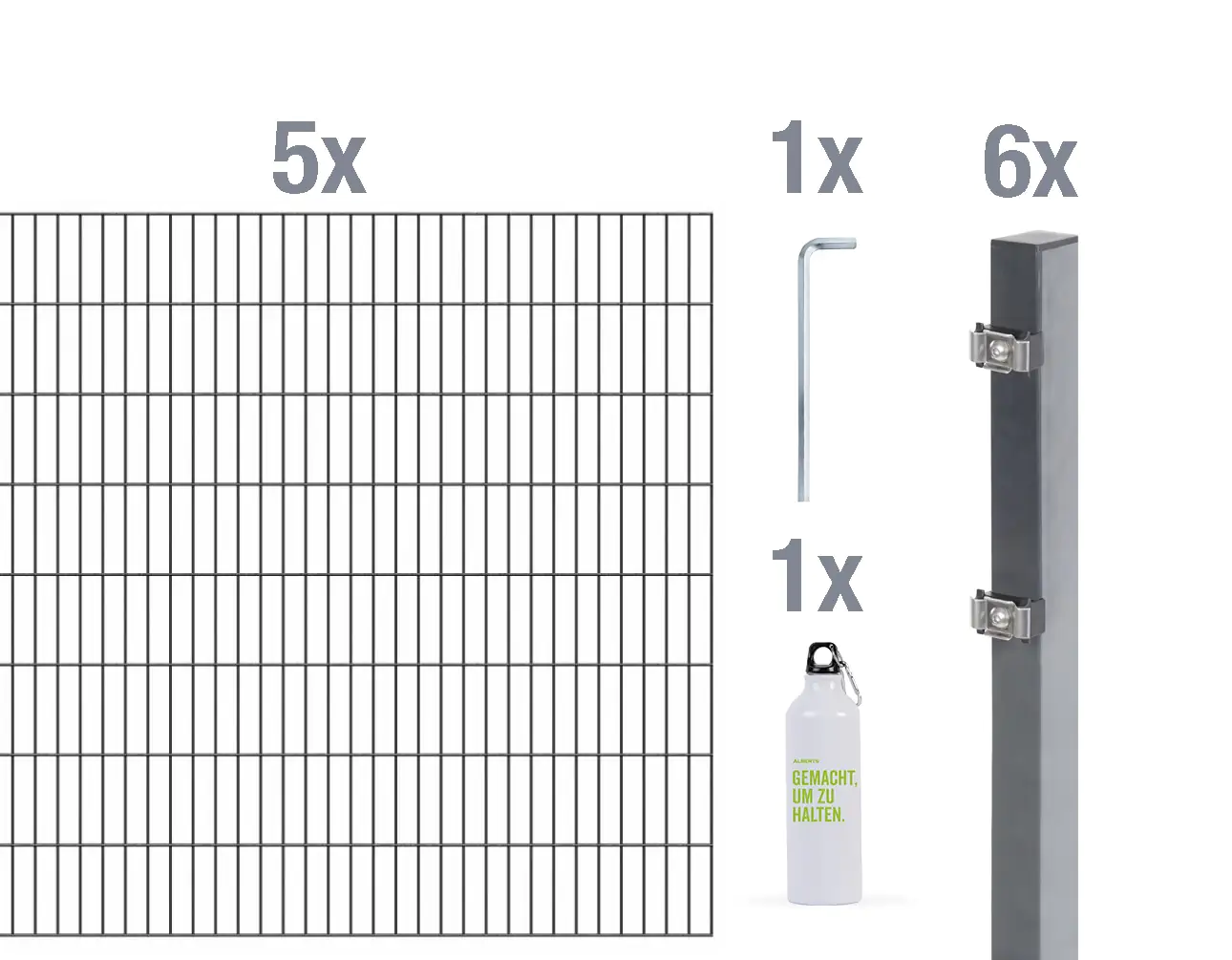 Alberts Komplettset Doppelstabmatten 10 m 160 cm 6/5/6 anthrazit Alberts Komplettset Doppelstabmatten 10 m 160 cm 6/5/6 anthrazit