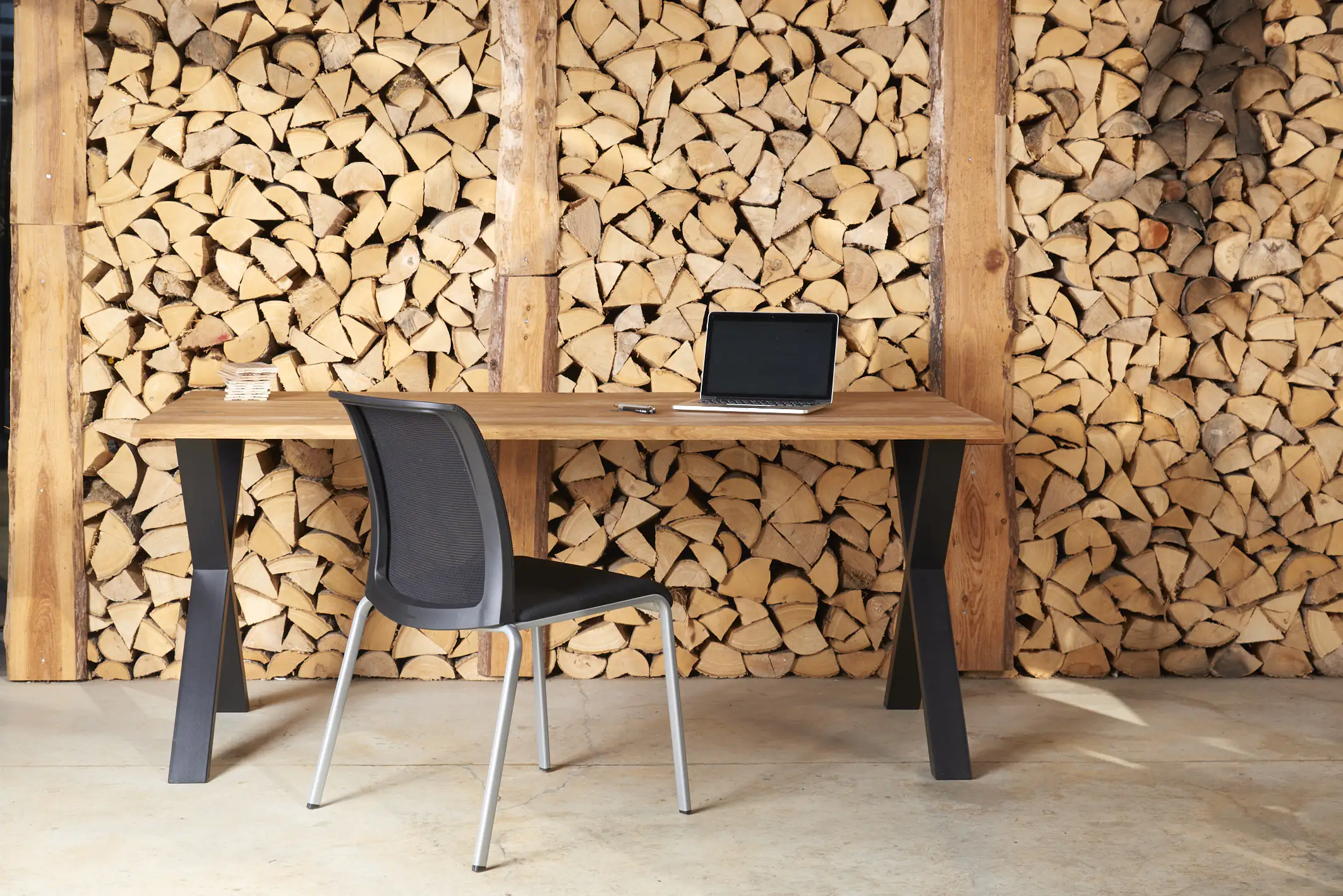 Tisch-Set "Live Edge" Eiche 200 x 90 cm x 38 mm inkl Tischbeine X-Form