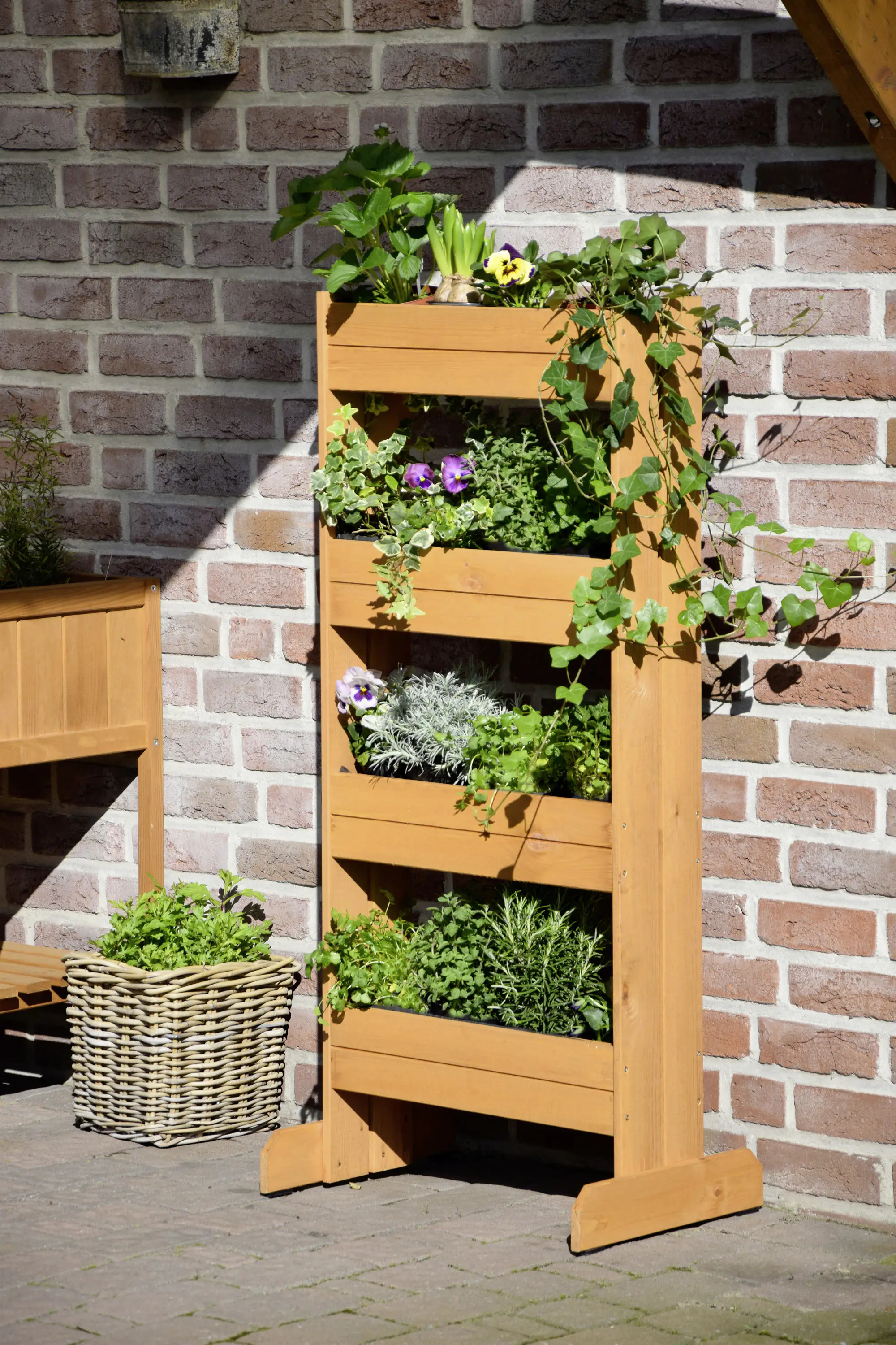 Dobar Vertikalbeet 4 Pflanzkästen braun 55 x 40 x 125 cm