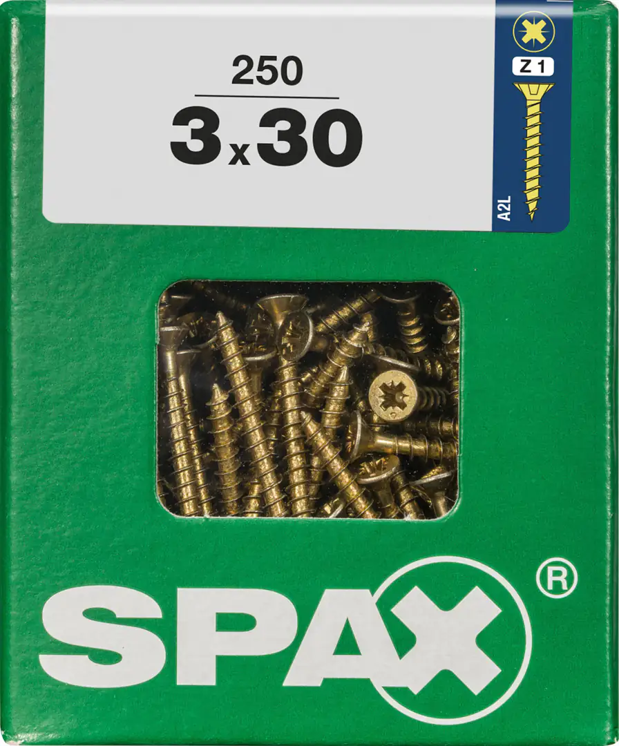 Spax Universalschrauben 3.0 x 30 mm PZ 1 - 250 Stk. Spax Universalschrauben 3.0 x 30 mm PZ 1 - 250 Stk.