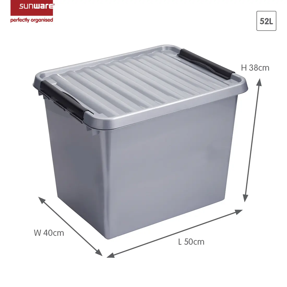 Sunware Aufbewahrungsbox Q-line 52L metallfarbig schwarz 50 x 40 x 38 cm Sunware Aufbewahrungsbox Q-line 52L metallfarbig schwarz 50 x 40 x 38 cm
