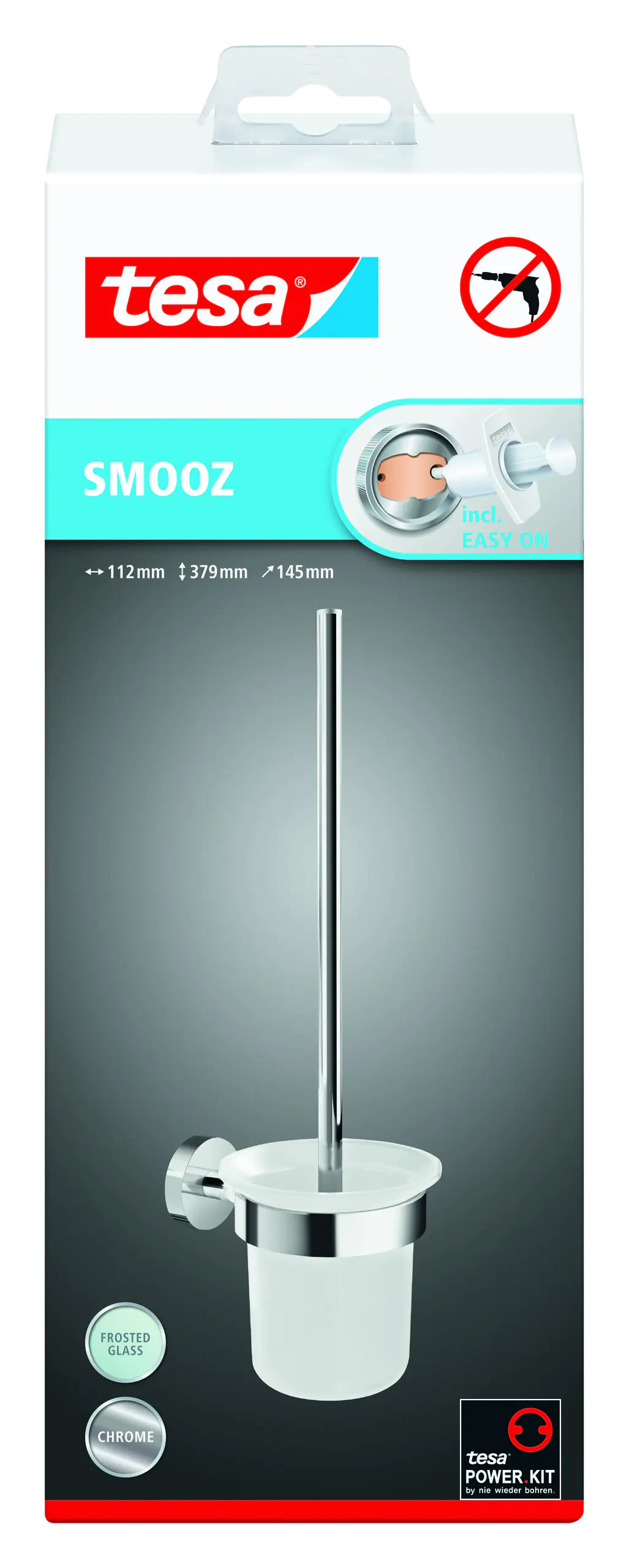 tesa Toilettenbürste Smooz verchromtes Metall mit Wandbefestigungstechnologie