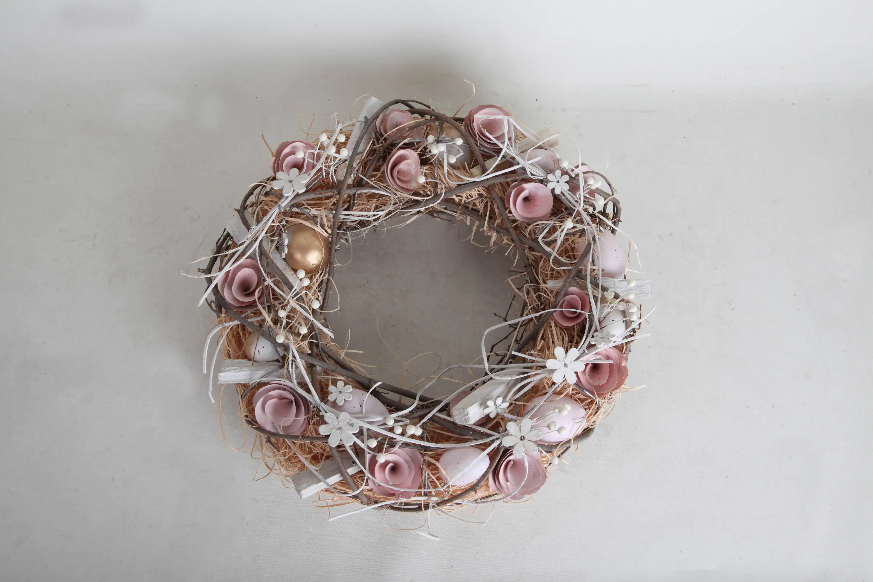 TrendLine Dekokranz Rattan Ø 34 cm rosa