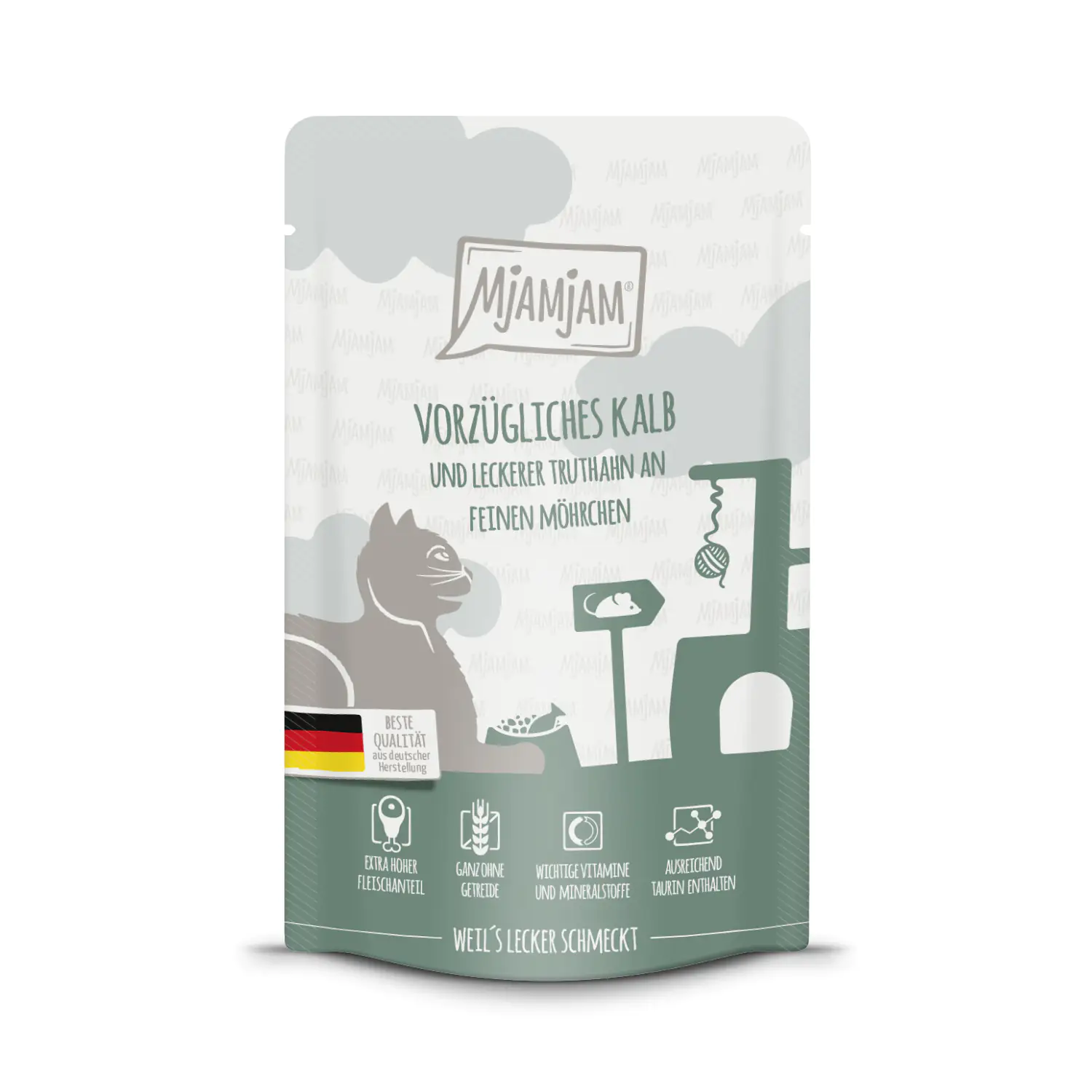 MjAMjAM Quetschie Kalb & Truthahn an Möhrchen Katzenfutter 125 g