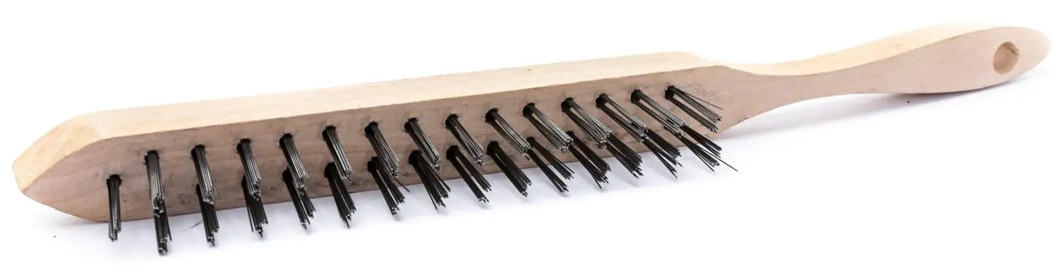 TrendLine Drahtbürste 2-reihig Stahl mit Holzgriff