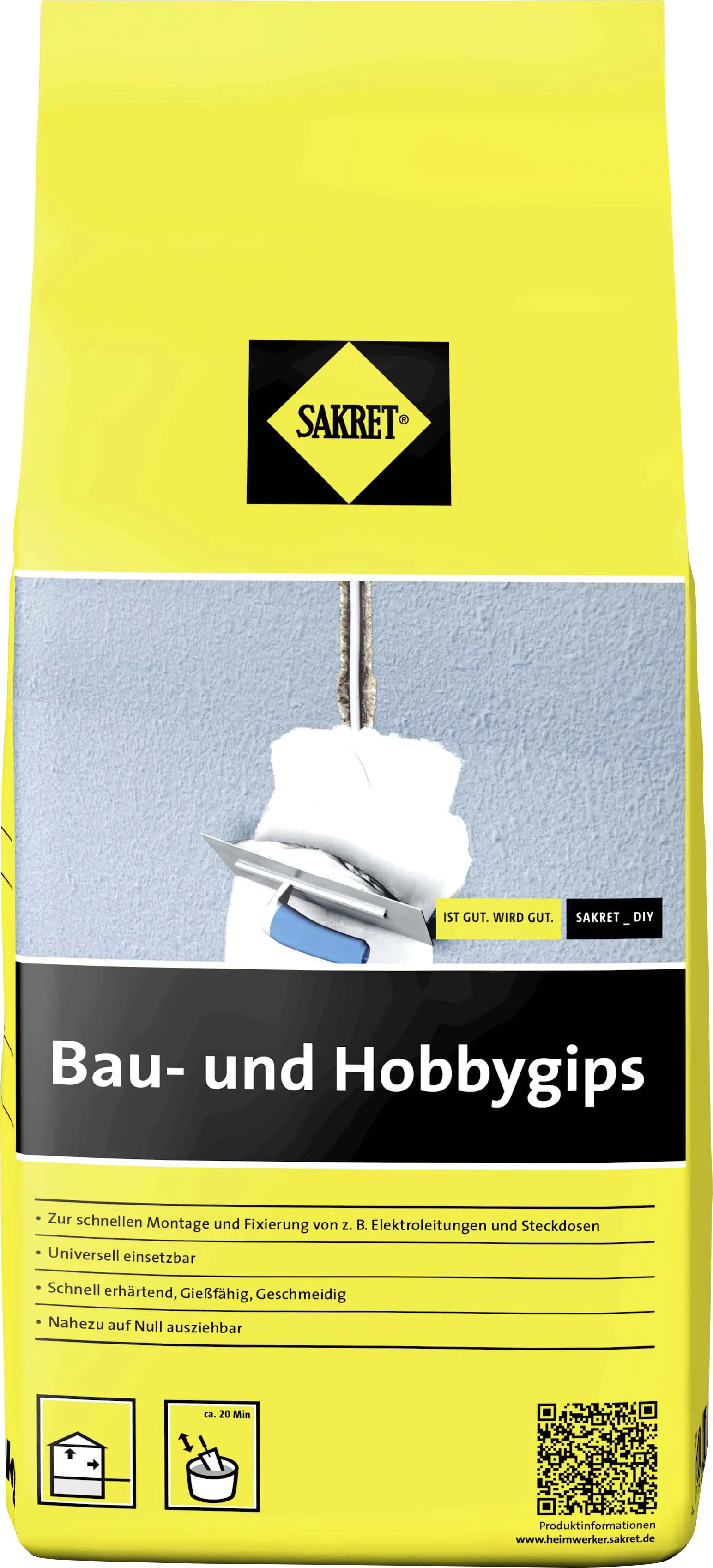 Sakret Bau- und Hobbygips 5 kg Beutel weiß Sakret Bau- und Hobbygips 5 kg Beutel weiß