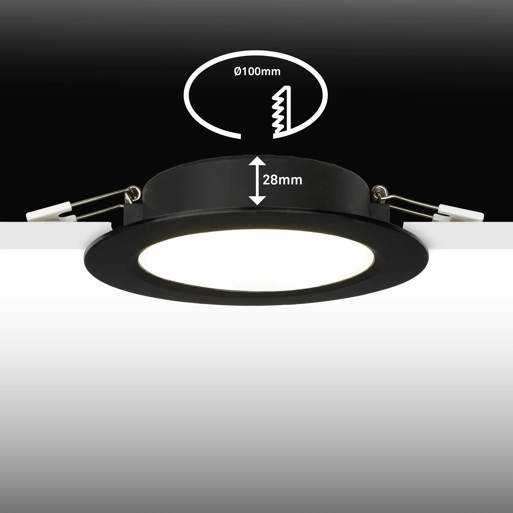 Briloner LED Einbauleuchten Jeft Ø 12 x 2,8 cm kaltweiß schwarz 3er-Set