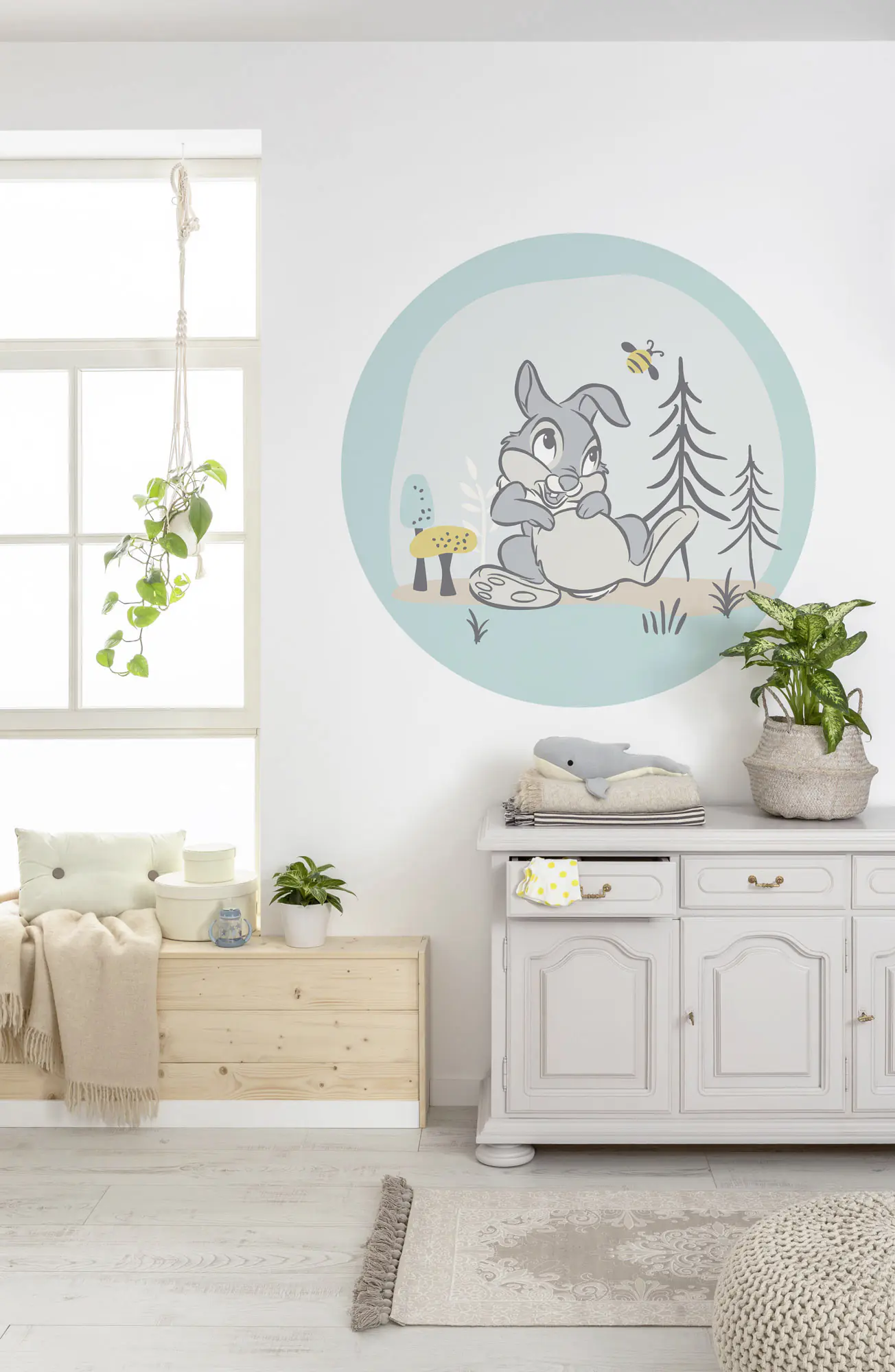 Komar Vlies Fototapete Dot Bambi Thumper Ø 128 cm, selbstklebend
