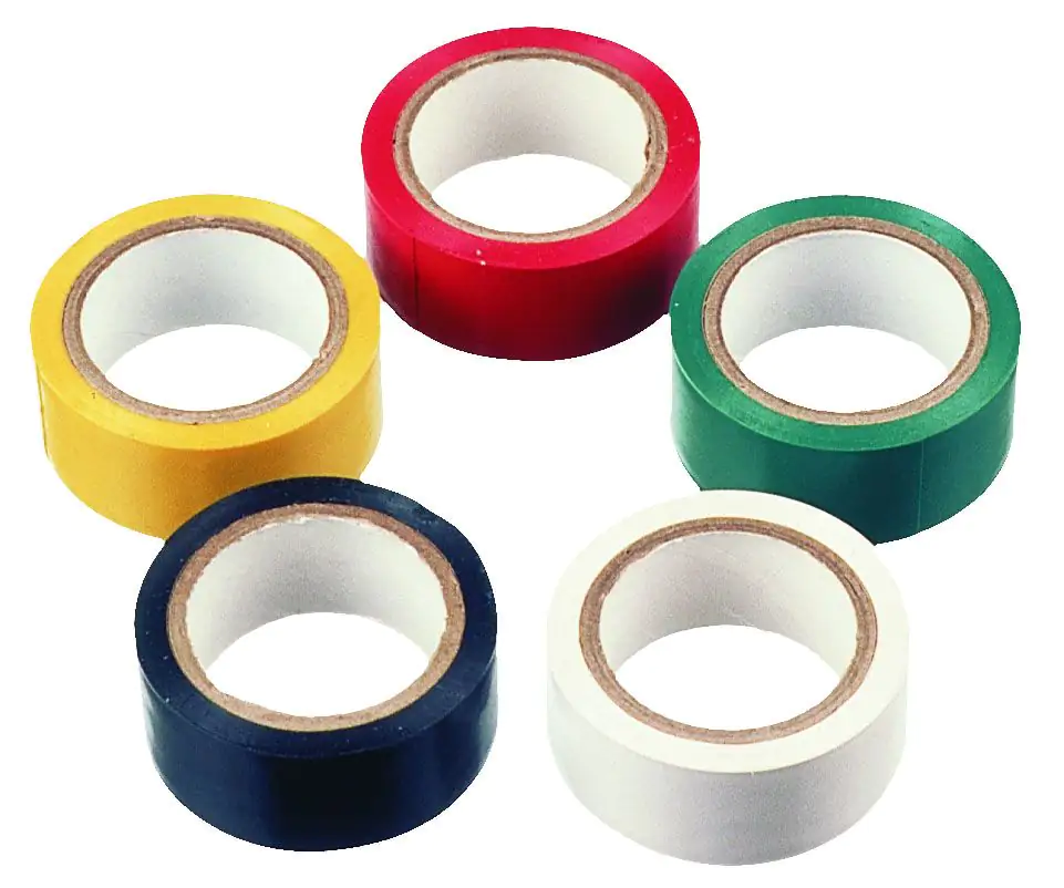 PVC Isolierband 5 Rollen, Maß 19mm x 3,5m, Farbig sortiert