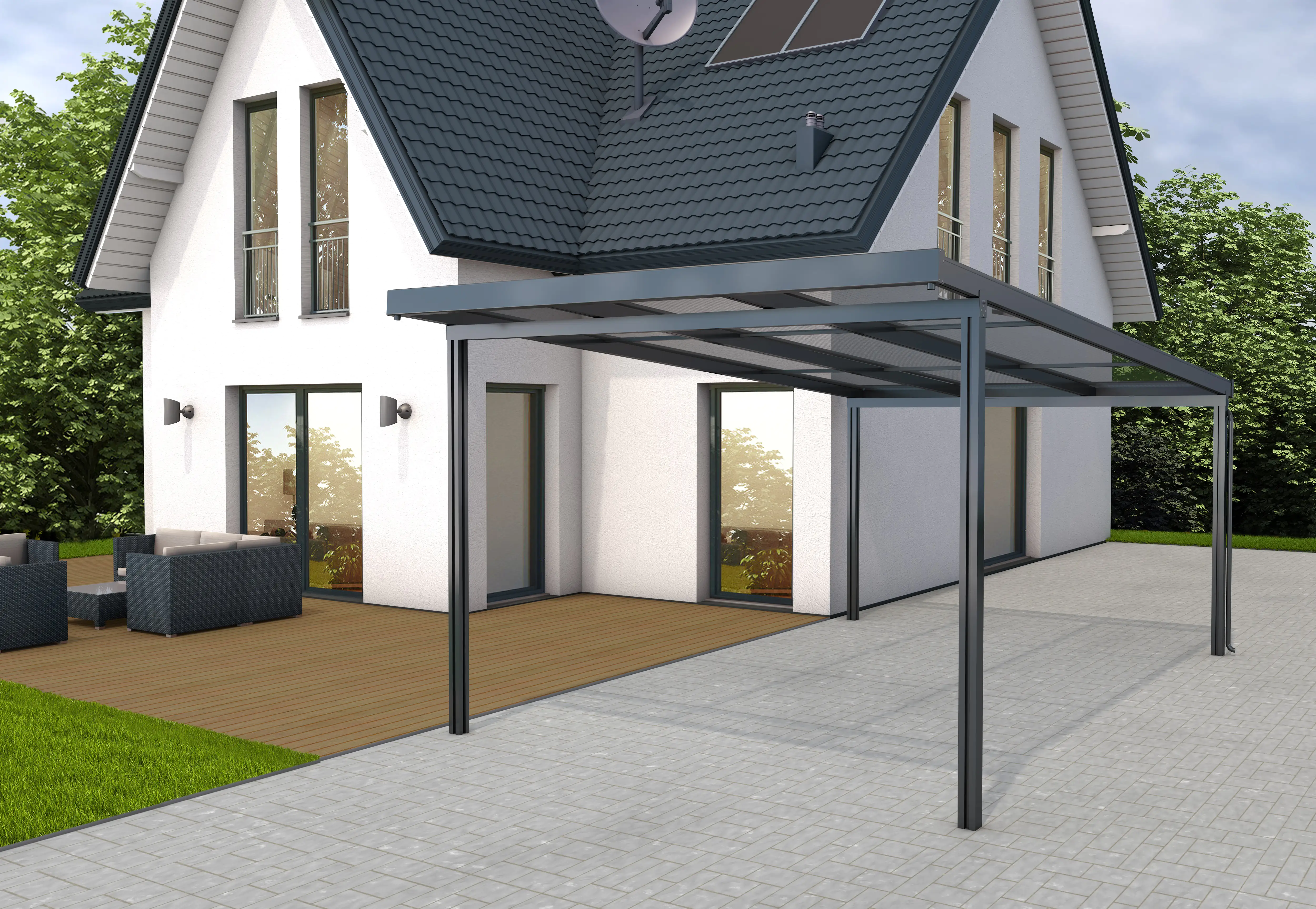 Gutta Premium Carport 309,4 x 562 cm, anthrazit, PC klar 16 mm