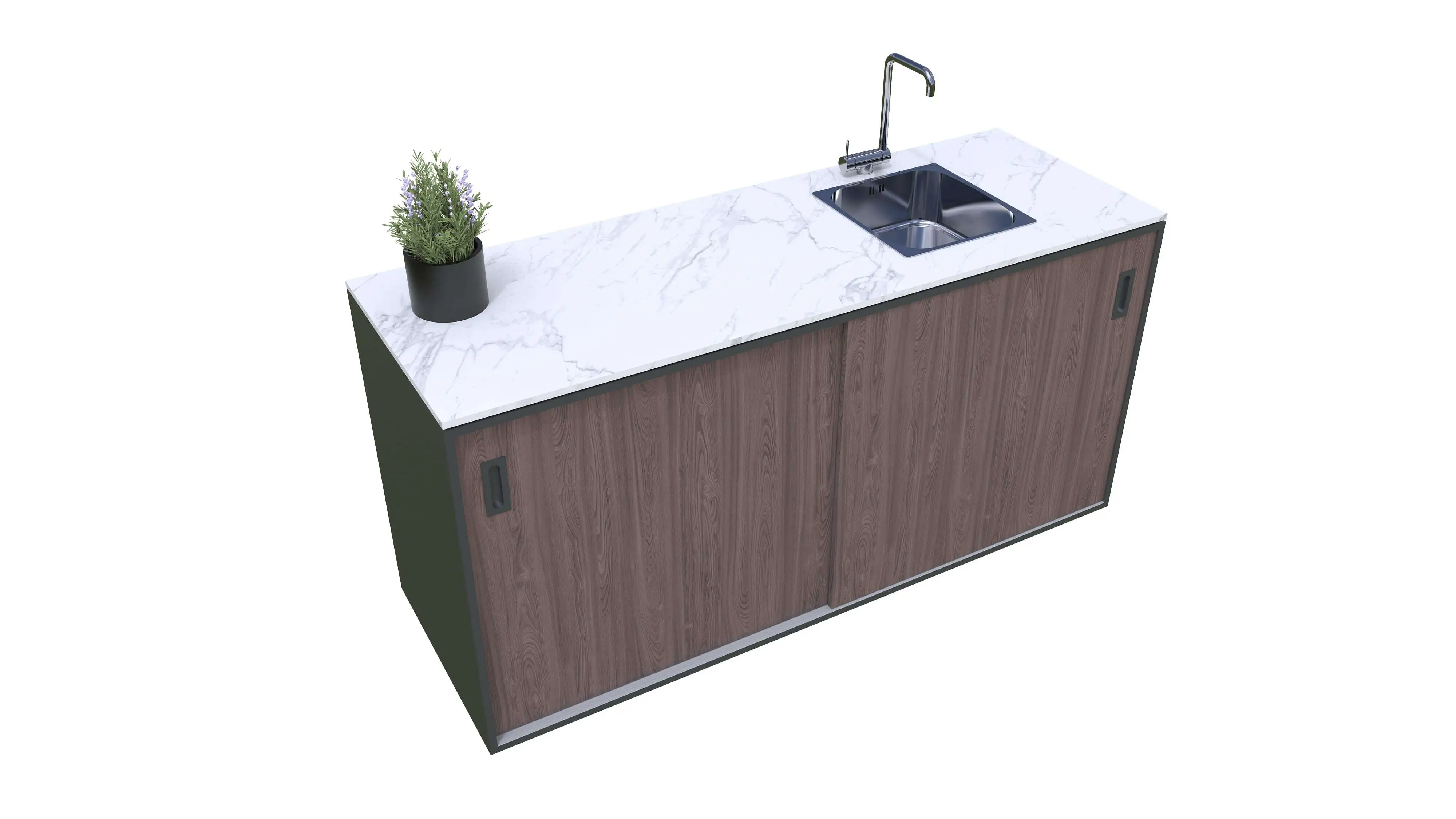 Bellano Living Element für Outdoorküchen inkl. Spüle rechts und 2 Türen walnuss