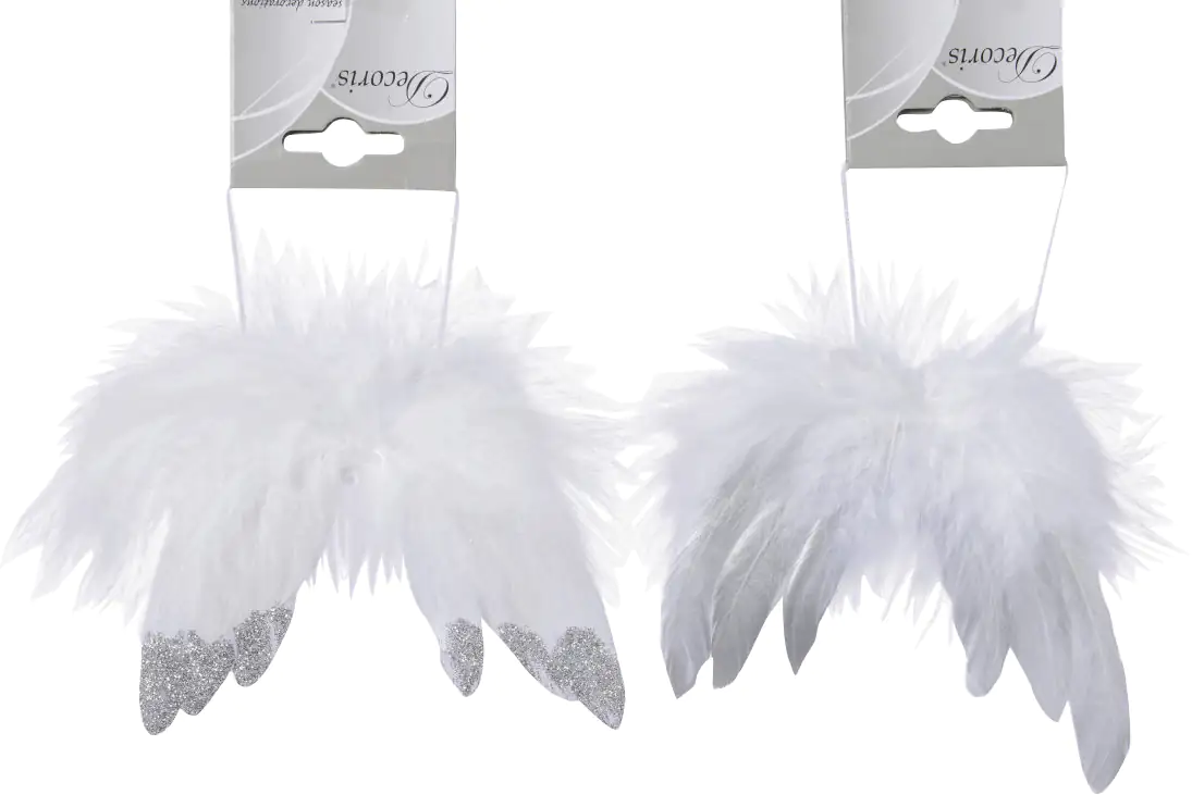 Kaemingk Federflügel am Draht 14 x 16 cm weiß