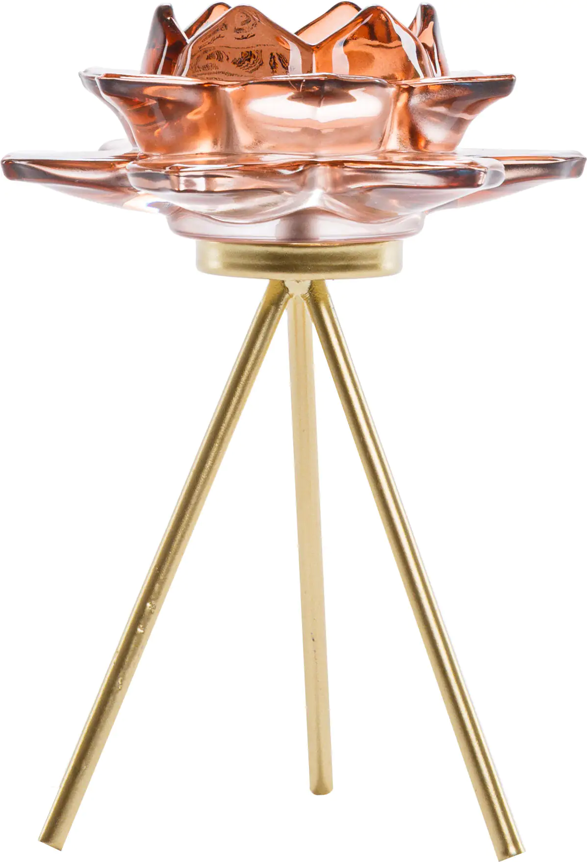 4333692816328_01 TrendLine Teelichthalter Glas 17,5 cm rose gold Seerose