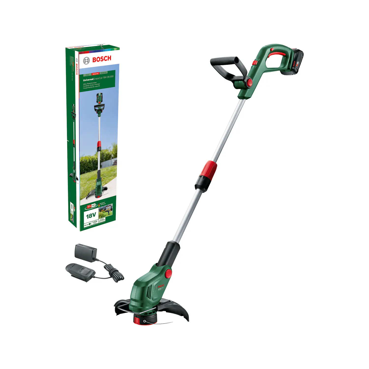 Bosch Akku Rasentrimmer UniversalGrassCut 18V-26 inkl. Akku & Ladegerät 26 cm Schnittkreis 