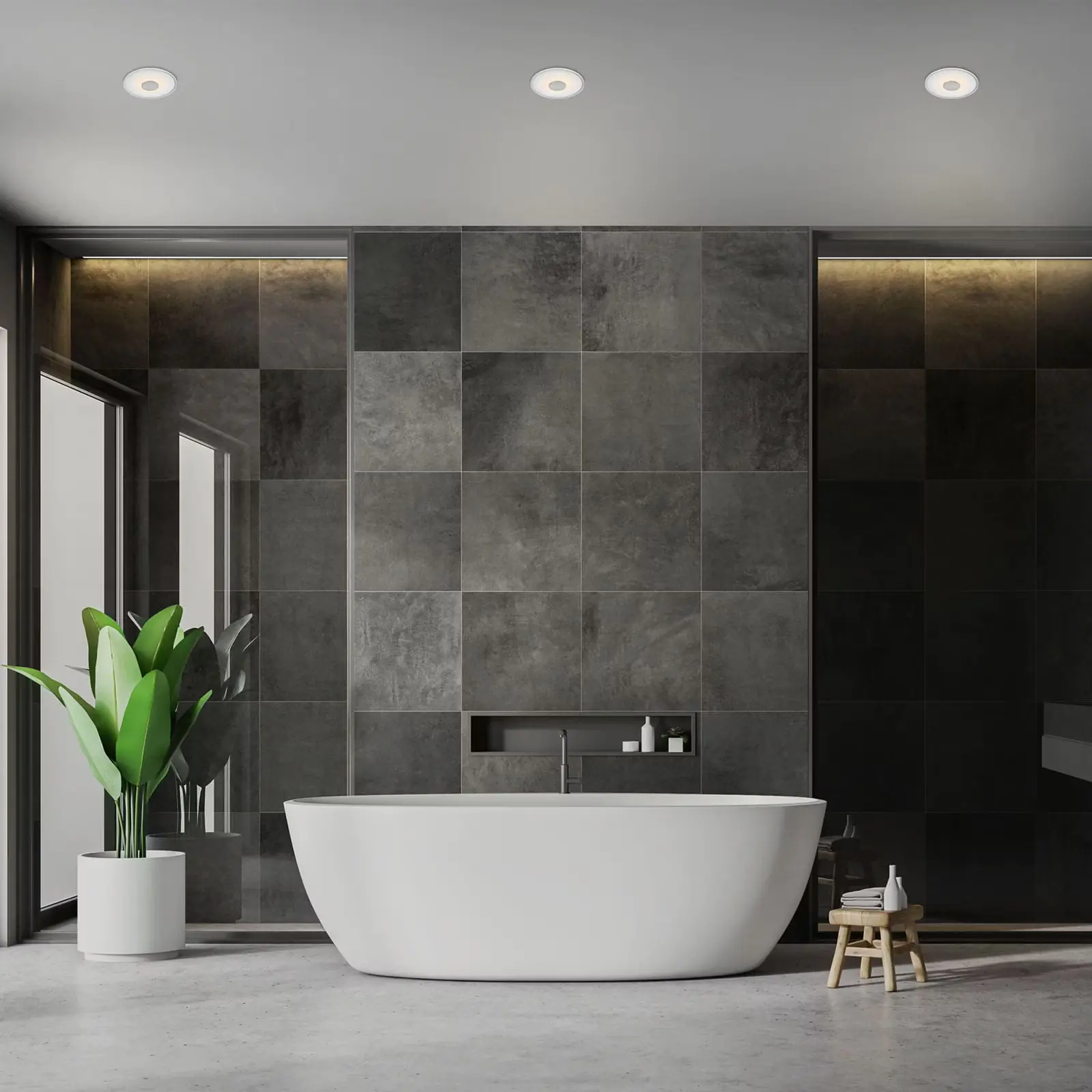 Di-Ka LED Einbauleuchte Verre 3er Set alu Ø 12 cm 6W, warmweiß