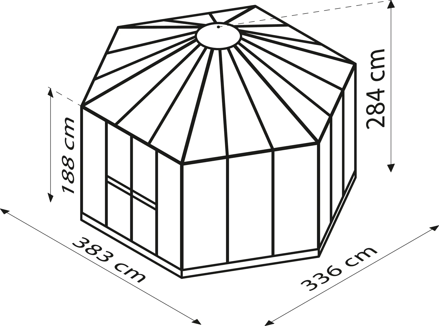 Vitavia Gewächshaus Juno 9000 383 x 331 cm 3 mm Sicherheitsglas