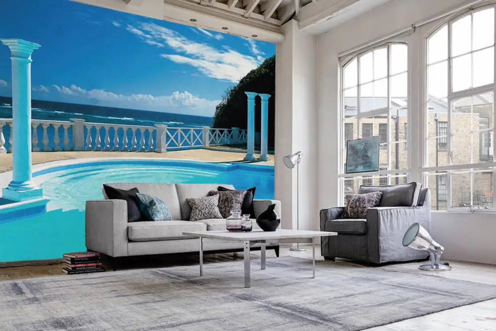 papermoon Vlies- Fototapete Digitaldruck 350 x 260 cm Pool View