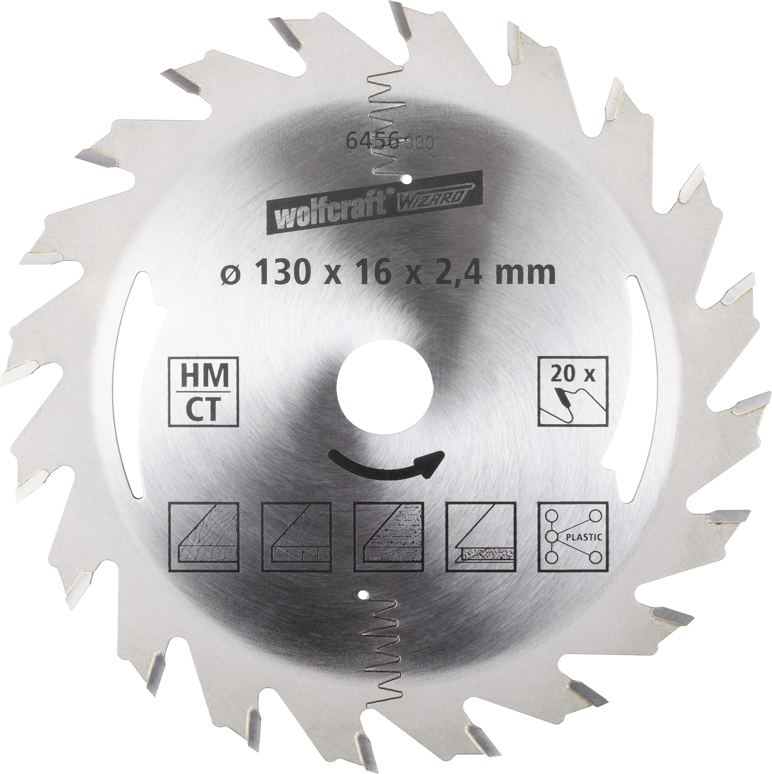 Wolfcraft Kreissägeblatt Serie silber Ø 130 mm Bohrung Ø 16 mm