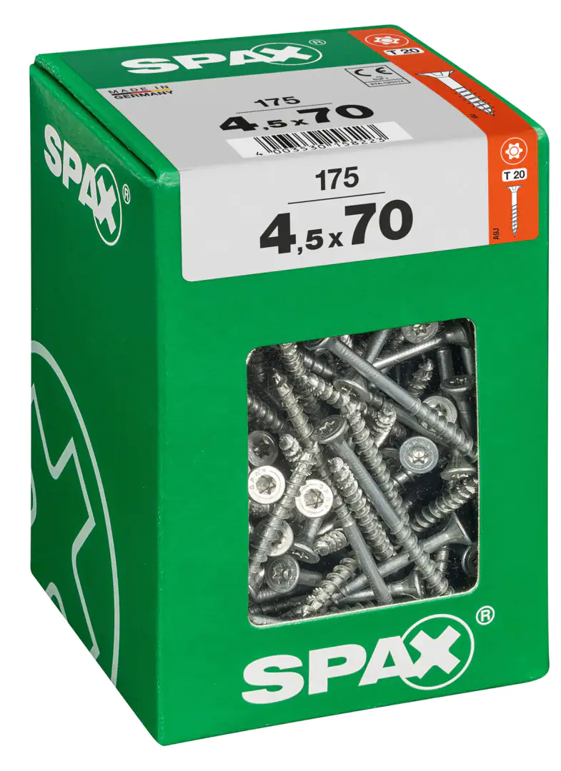 Spax Universalschrauben 4.5 x 70 mm TX 20 - 175 Stk. Spax Universalschrauben 4.5 x 70 mm TX 20 - 175 Stk.