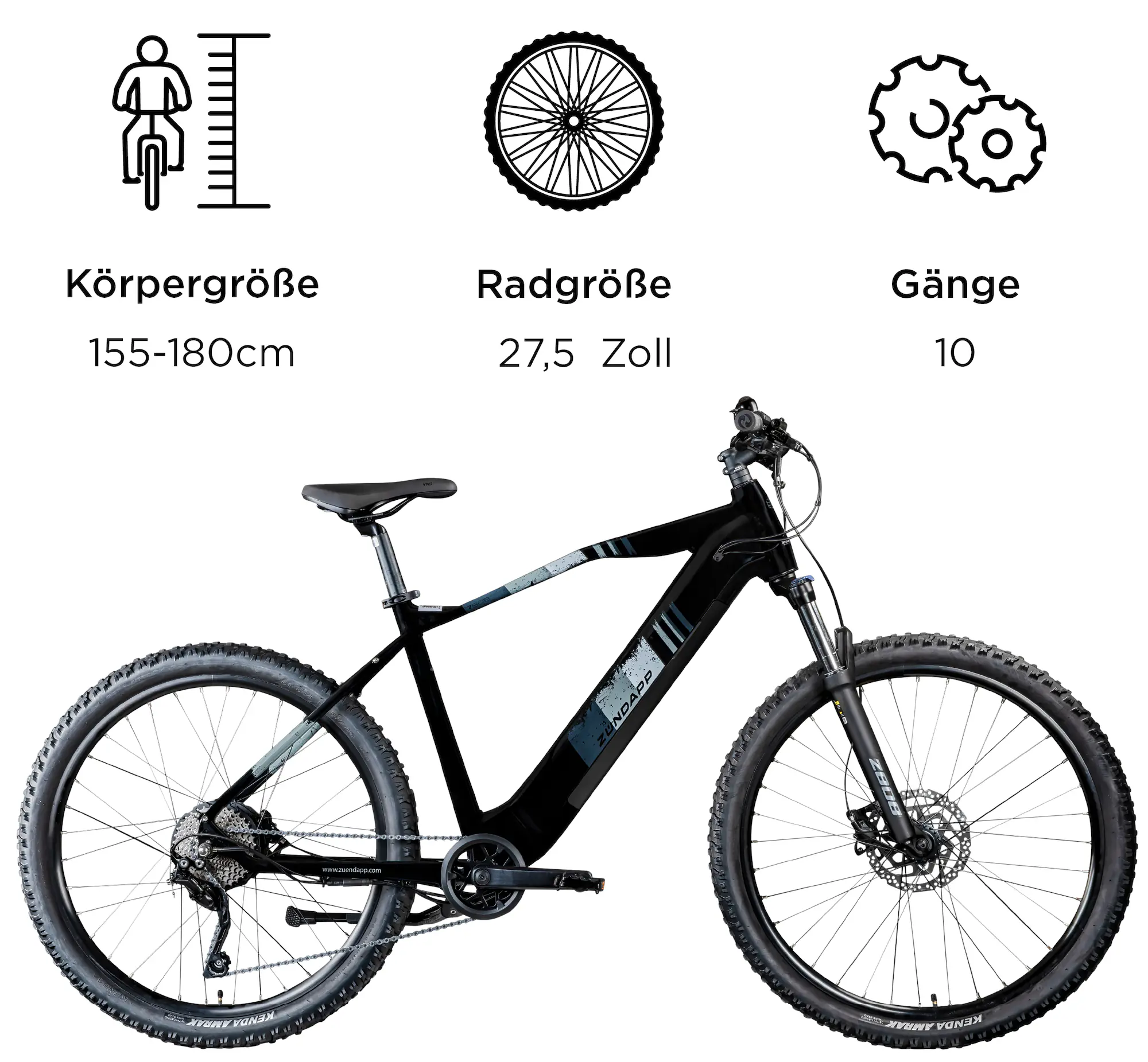 Zündapp E-Bike Z808 MTB 27,5 Zoll 10-Gang 550 Wh schwarz grau