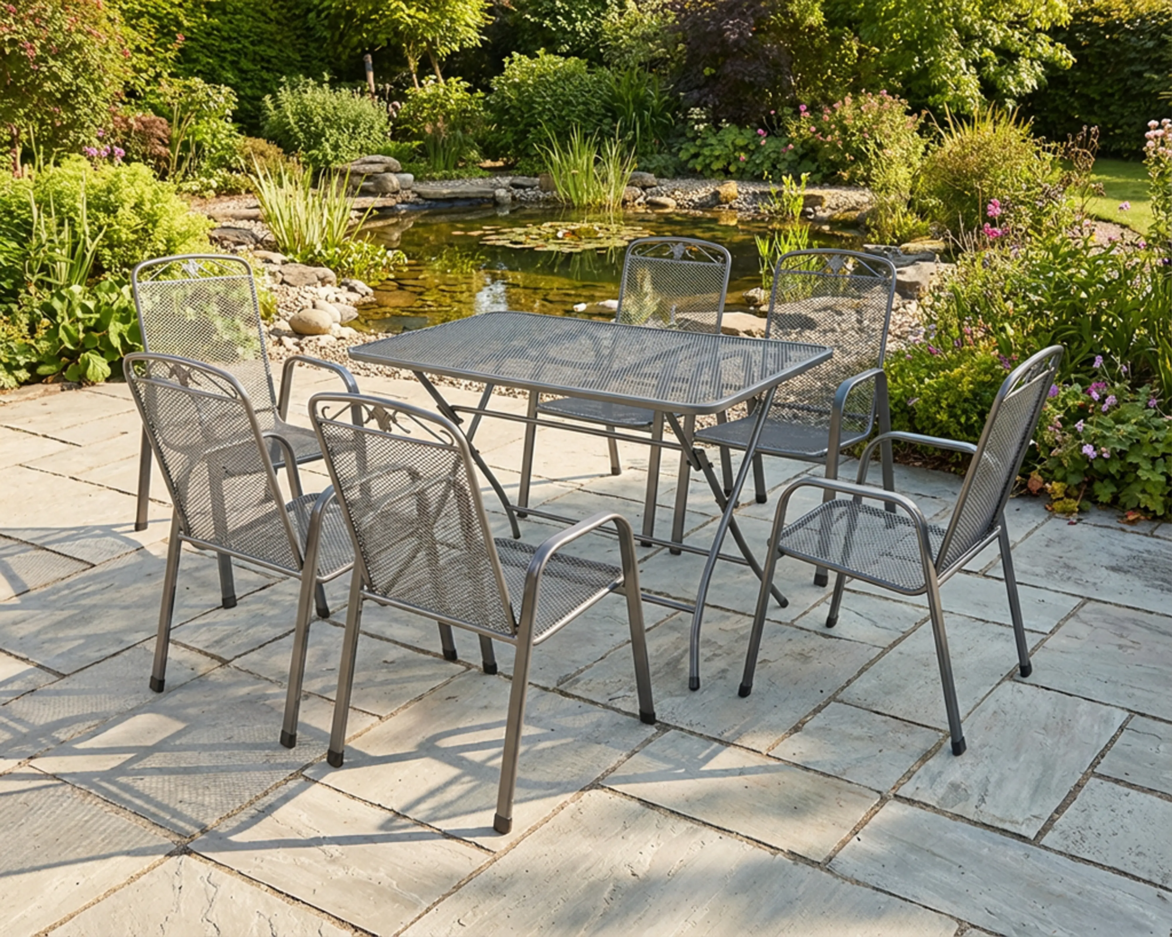 MWH Garten-Essgruppe Caffe Latte Metall 6 Personen