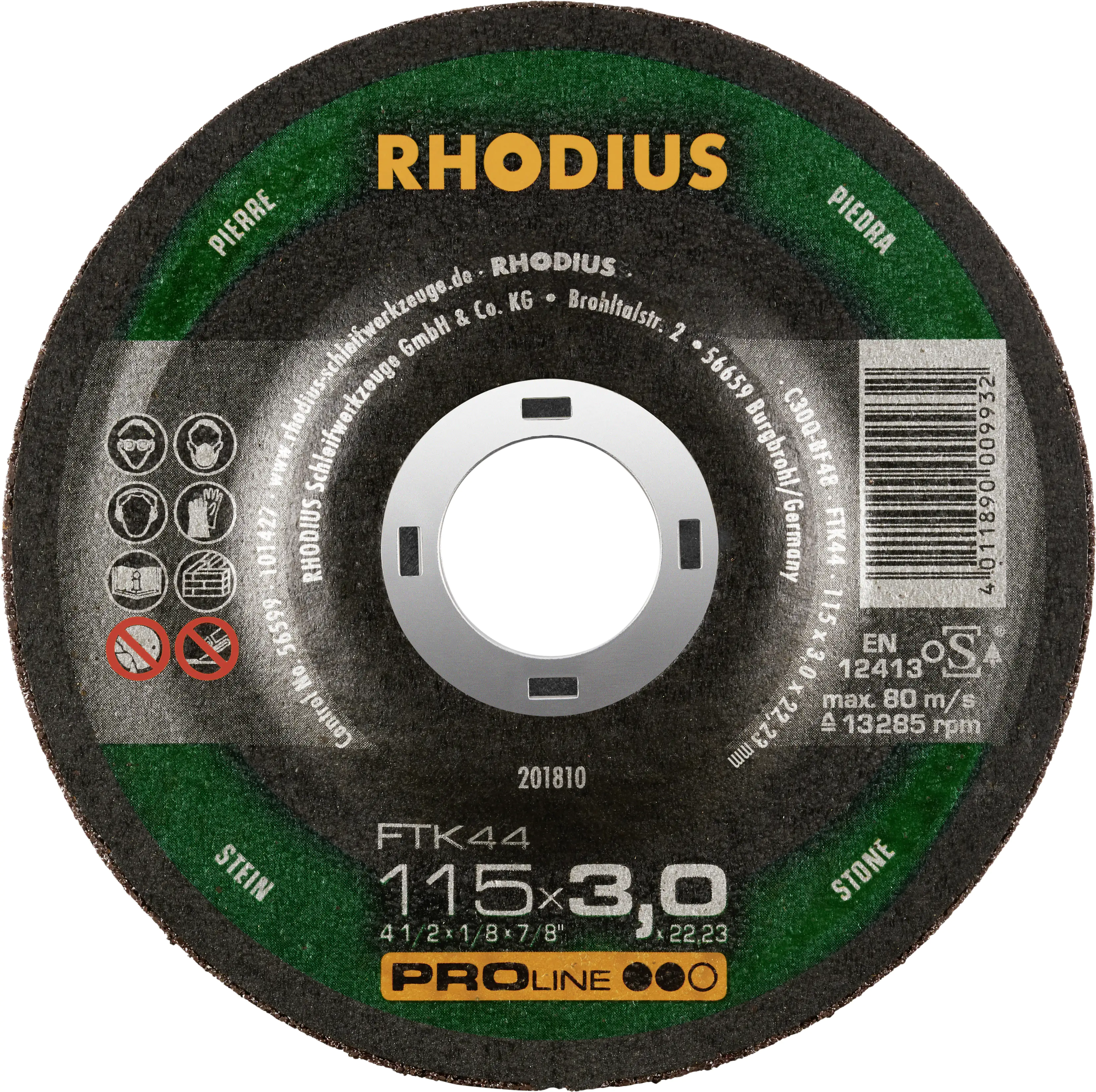 Rhodius Freihandtrennscheibe FTK44 Stein Ø 115 mm Bohrung 22,23 mm