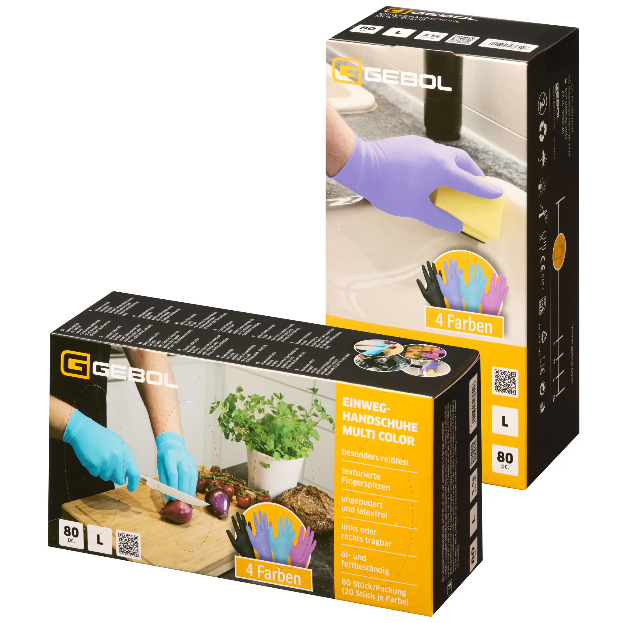 Gebol Einweghandschuhe ungepudert Gr. L Multi Color 80 Stück