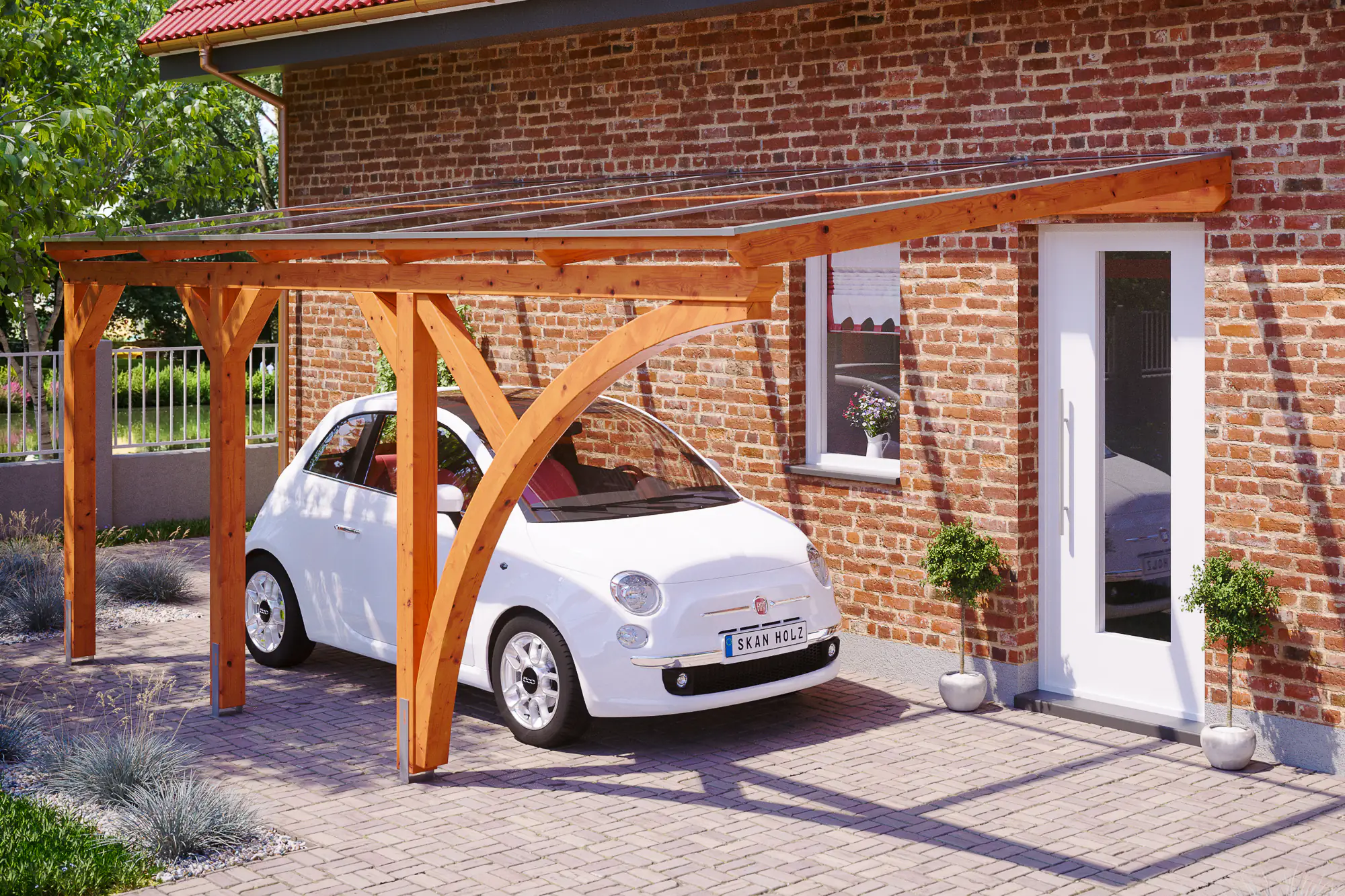 SKAN HOLZ Carport Eifel 300 x 541 cm, lasiert in Eiche hell