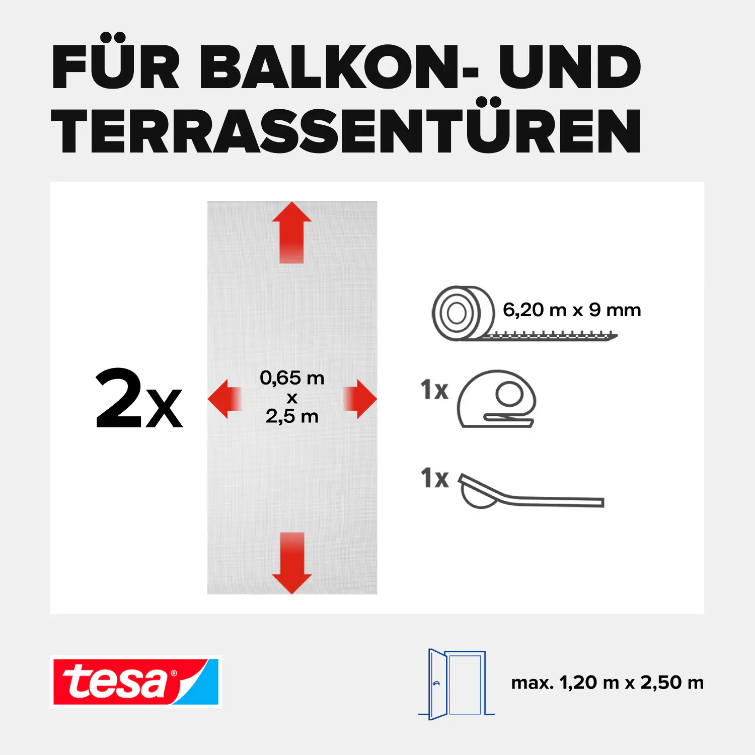 tesa Fliegenschutz-Lamellenvorhang Comfort 120 x 250 cm anthrazit kürzbar