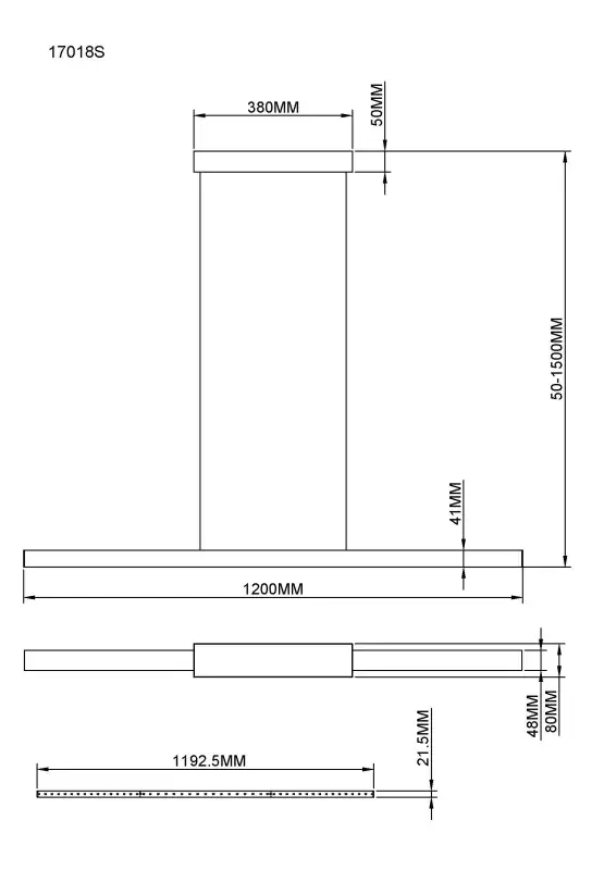 Globo Hängeleuchte Cody 120 x 150 cm L x H schwarz matt