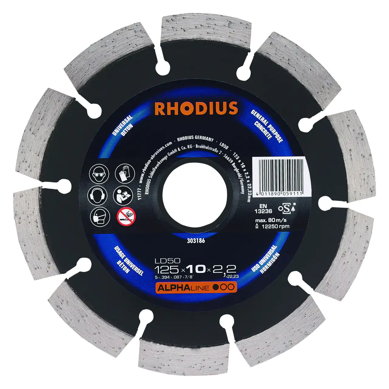 Rhodius Diamanttrennscheibe LD50 Stein Ø 125 mm Bohrung 22,23 mm