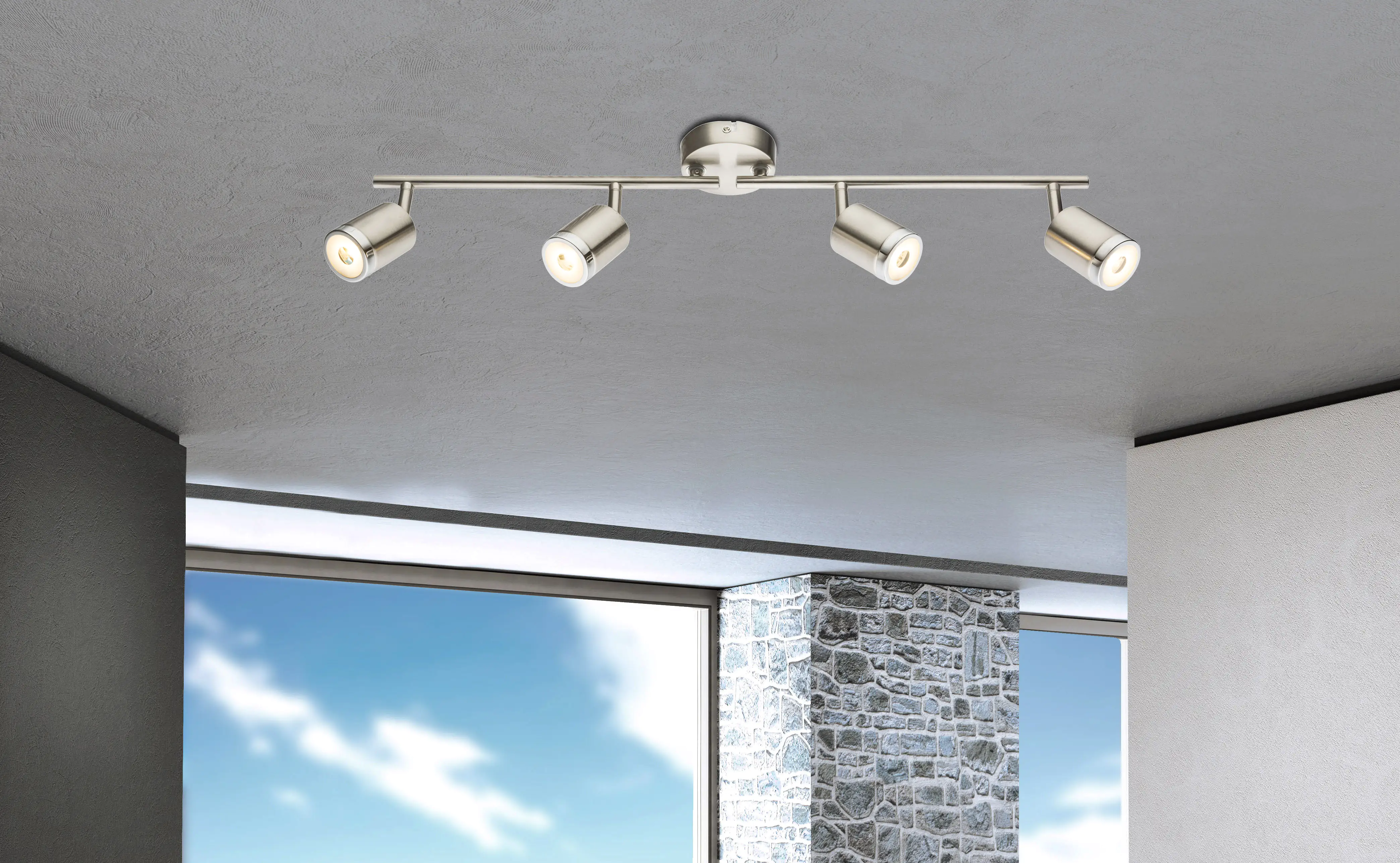 Globo 4er LED Spot Comore nickel 67 x 9 cm warmweiß