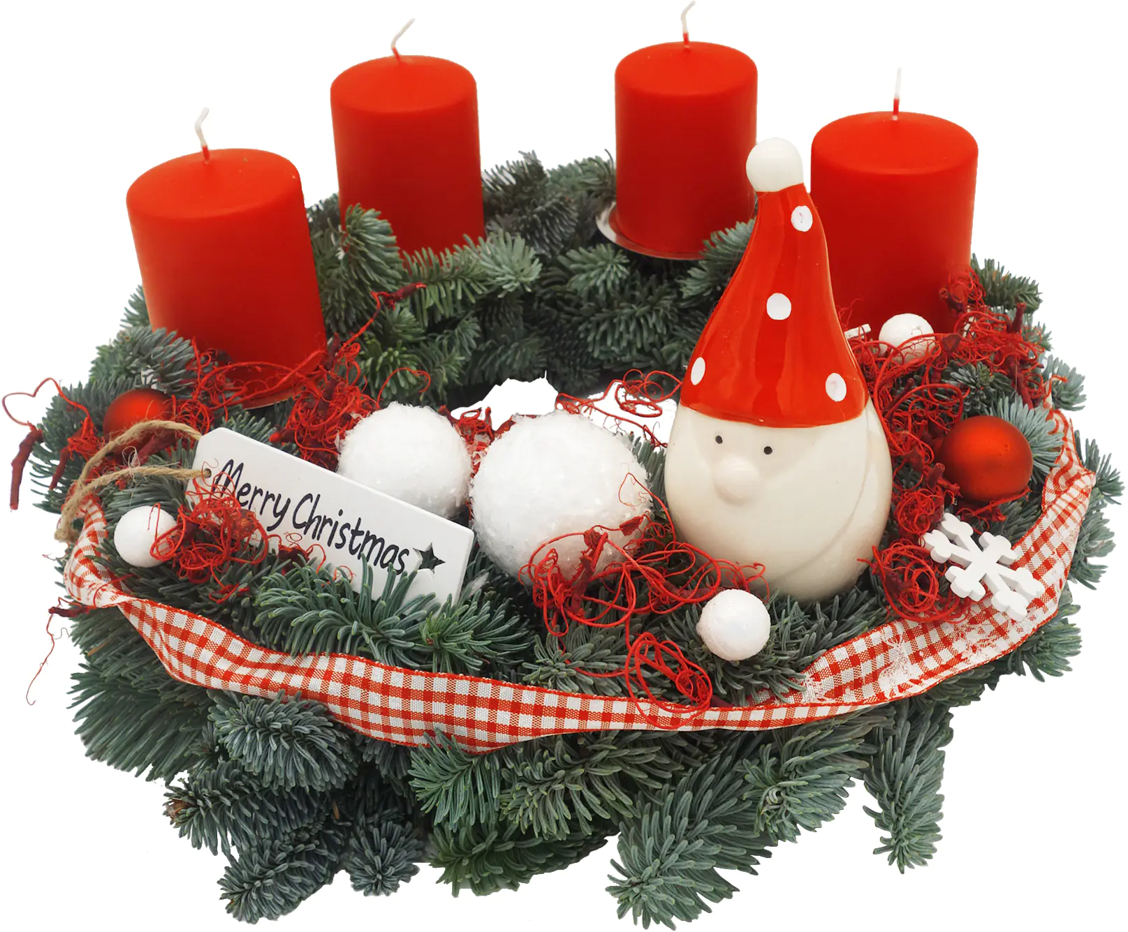 Adventskranz mit 4 Kerzen Ø 35 cm Merry Christmas rot Adventskranz mit 4 Kerzen Ø 35 cm Merry Christmas rot