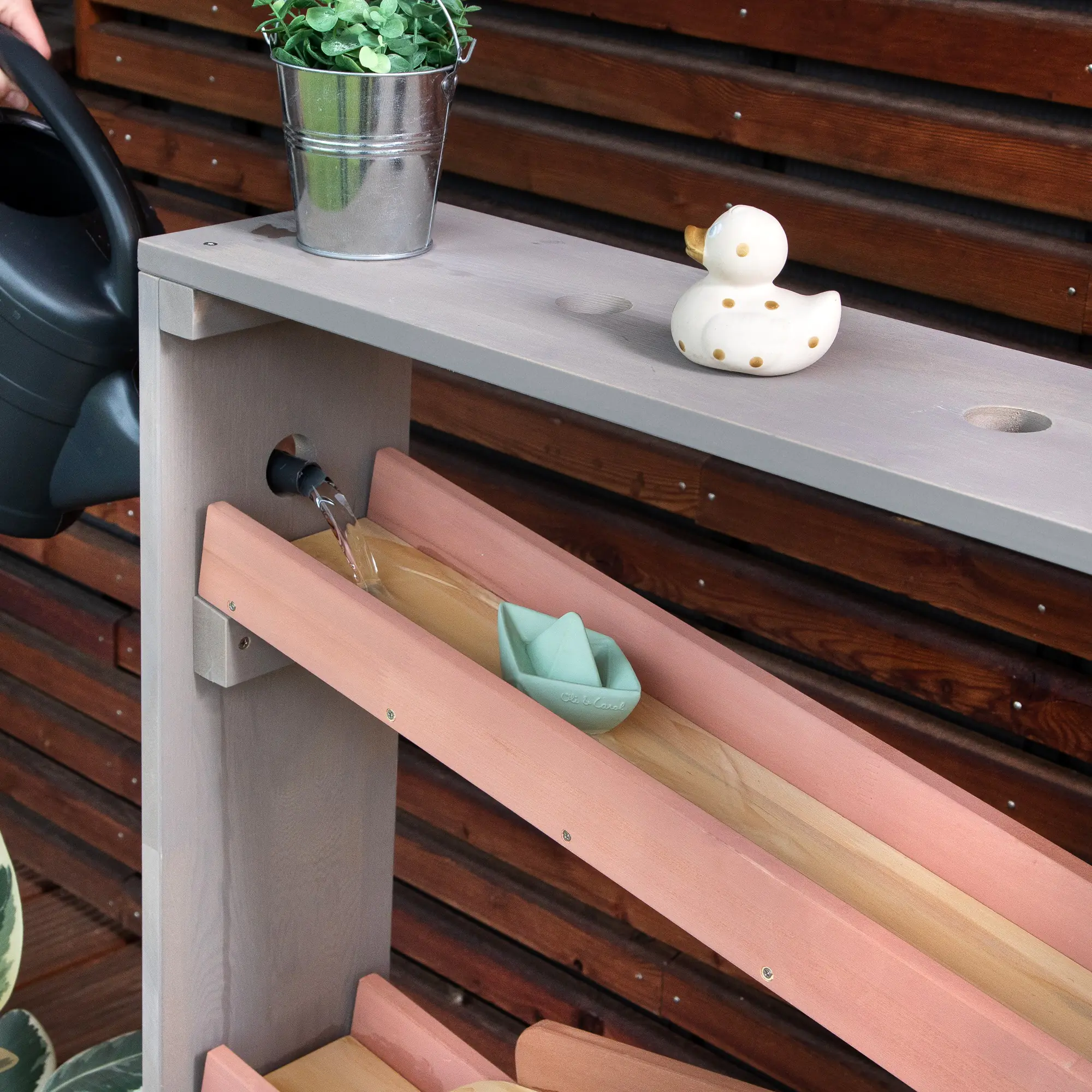 Muddy Buddy Wasserbahn Aqua Tower warmgrau-puderrosa 100 x 44 x 105 cm