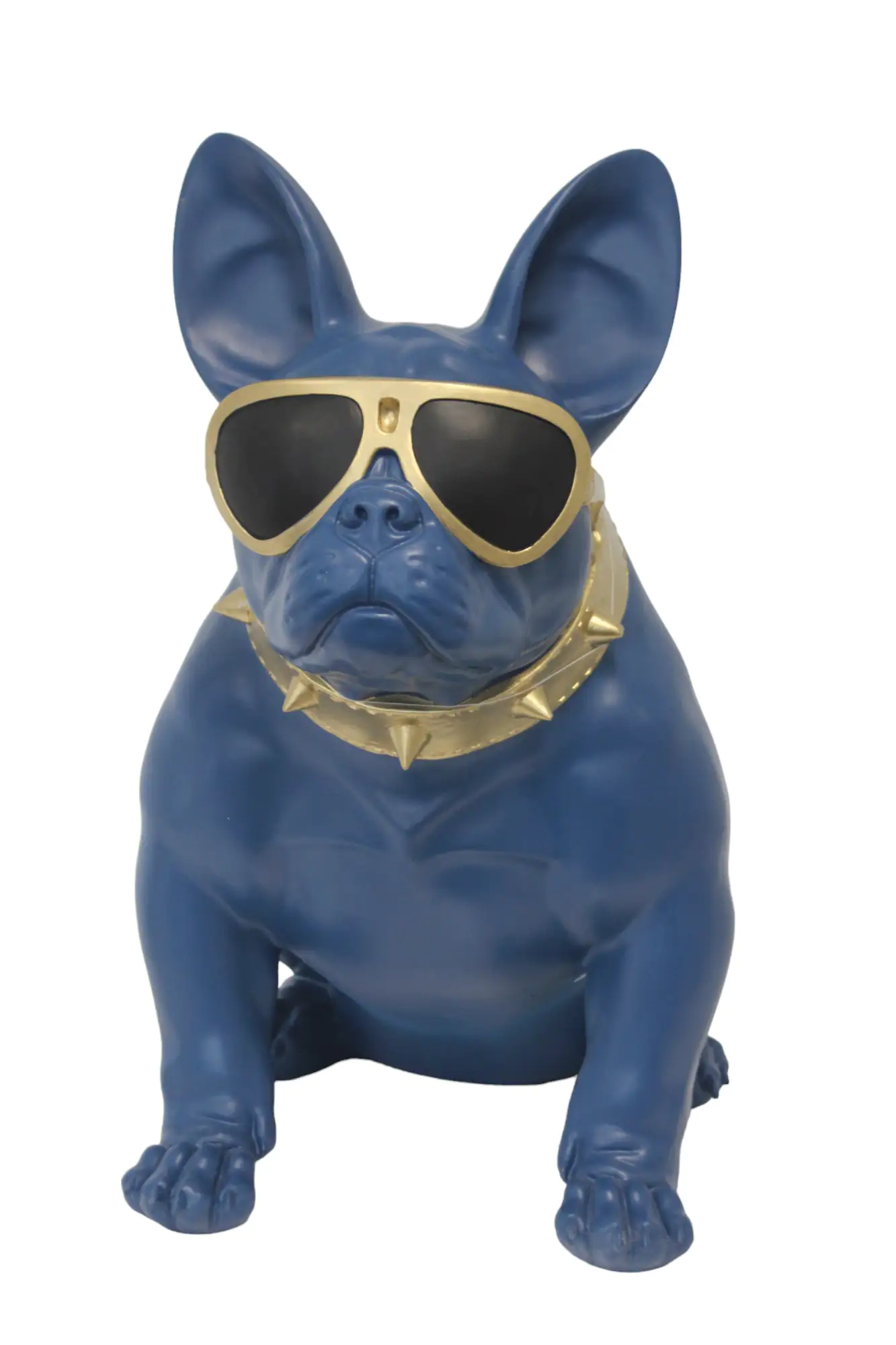 Figur Bulldogge mit Brille groß, Polyresin 60 x 34 x 54 cm türkis
