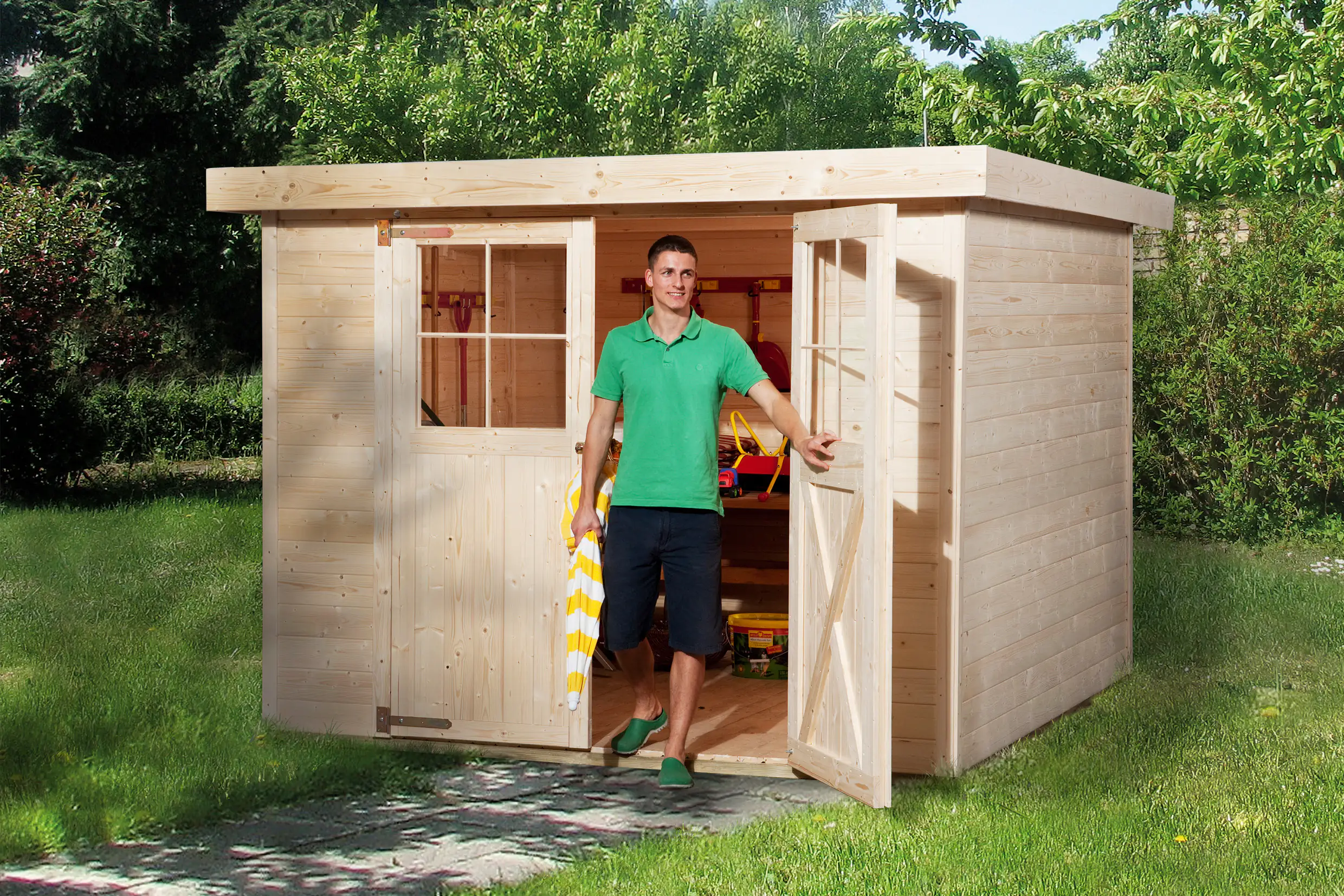 Weka Gartenhaus Mina 254 x 250 cm natur mit Fußboden