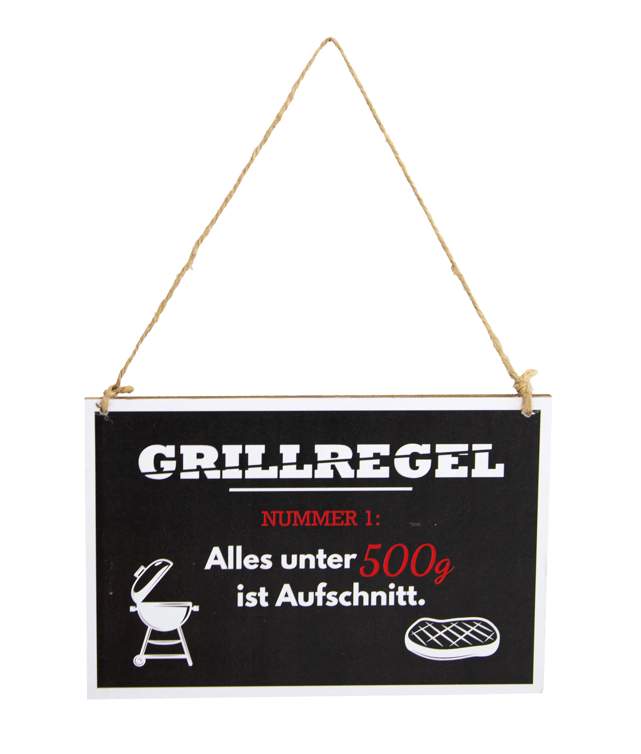 Riffelmacher BBQ Schild aus Holz zum Hängen Grillregel 18 x 12 cm