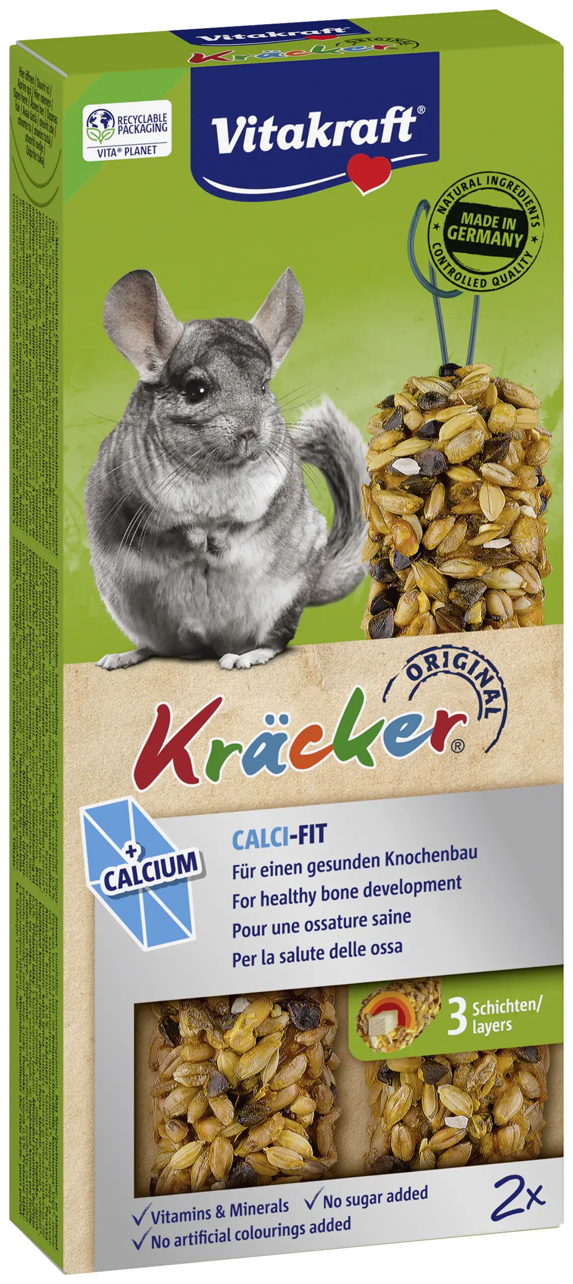 Vitakraft Nagerfutter Snack Kräcker Calci Fit 112 g 2 Stück