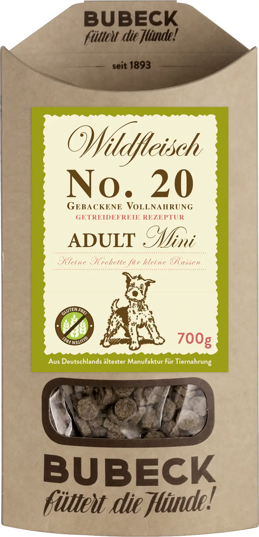 Bubeck Adult No 20 Mini Wild gebackenes Hundefutter 700 g