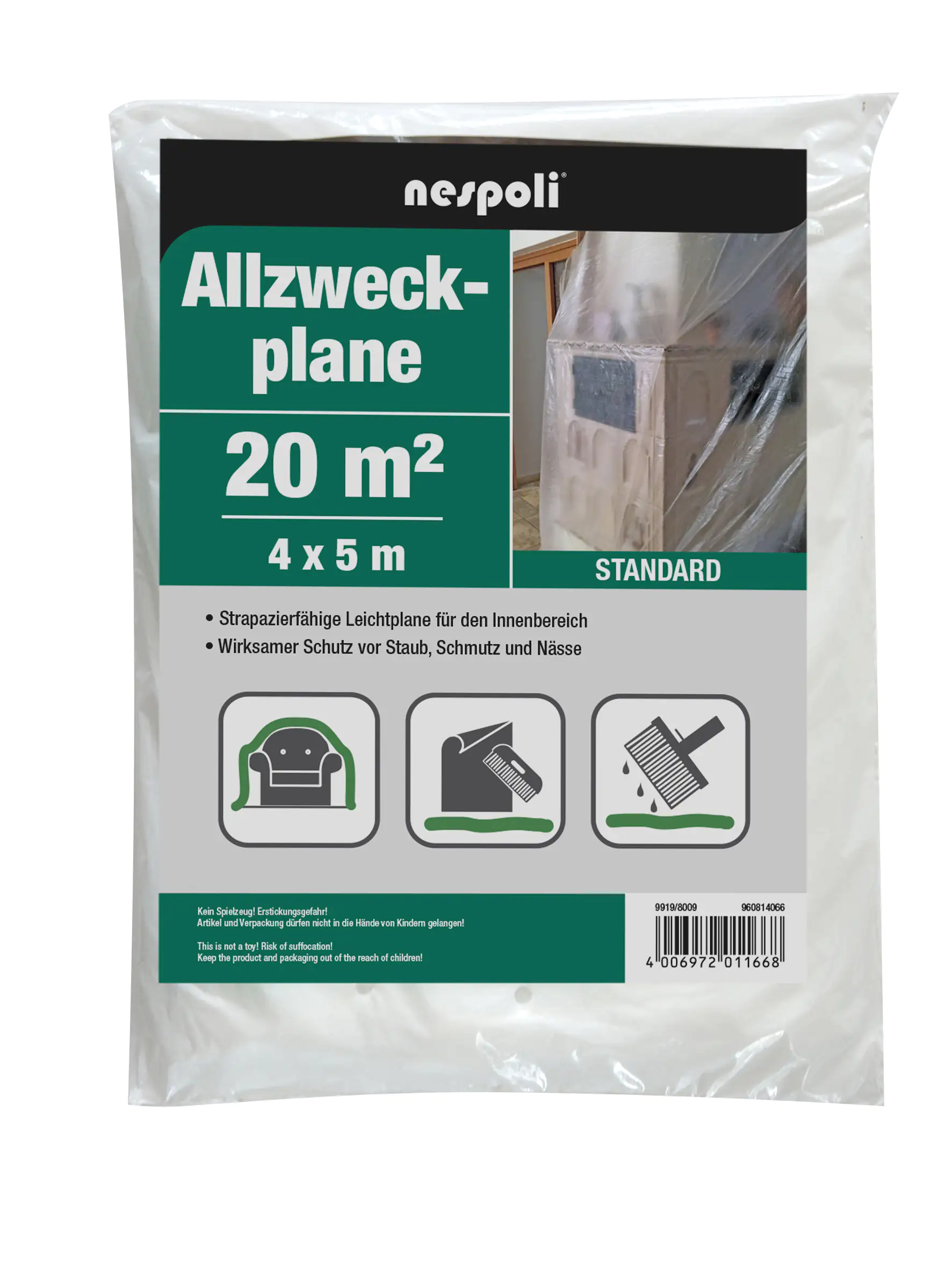 Allzweckplane 4 x 5 m, transparent