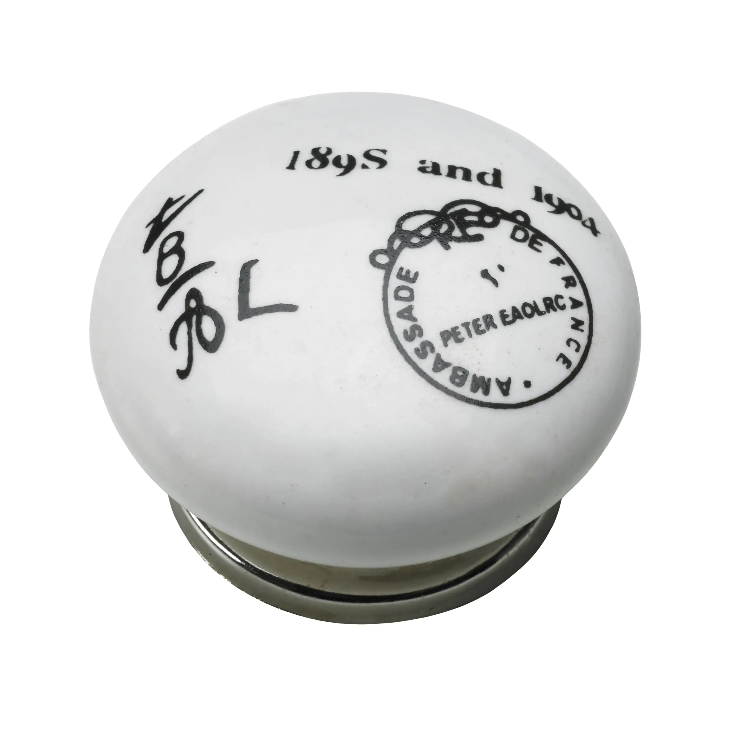 Hettich Möbelknopf Keramik weiß/schwarz Ø 40,0 mm - 1 Stück