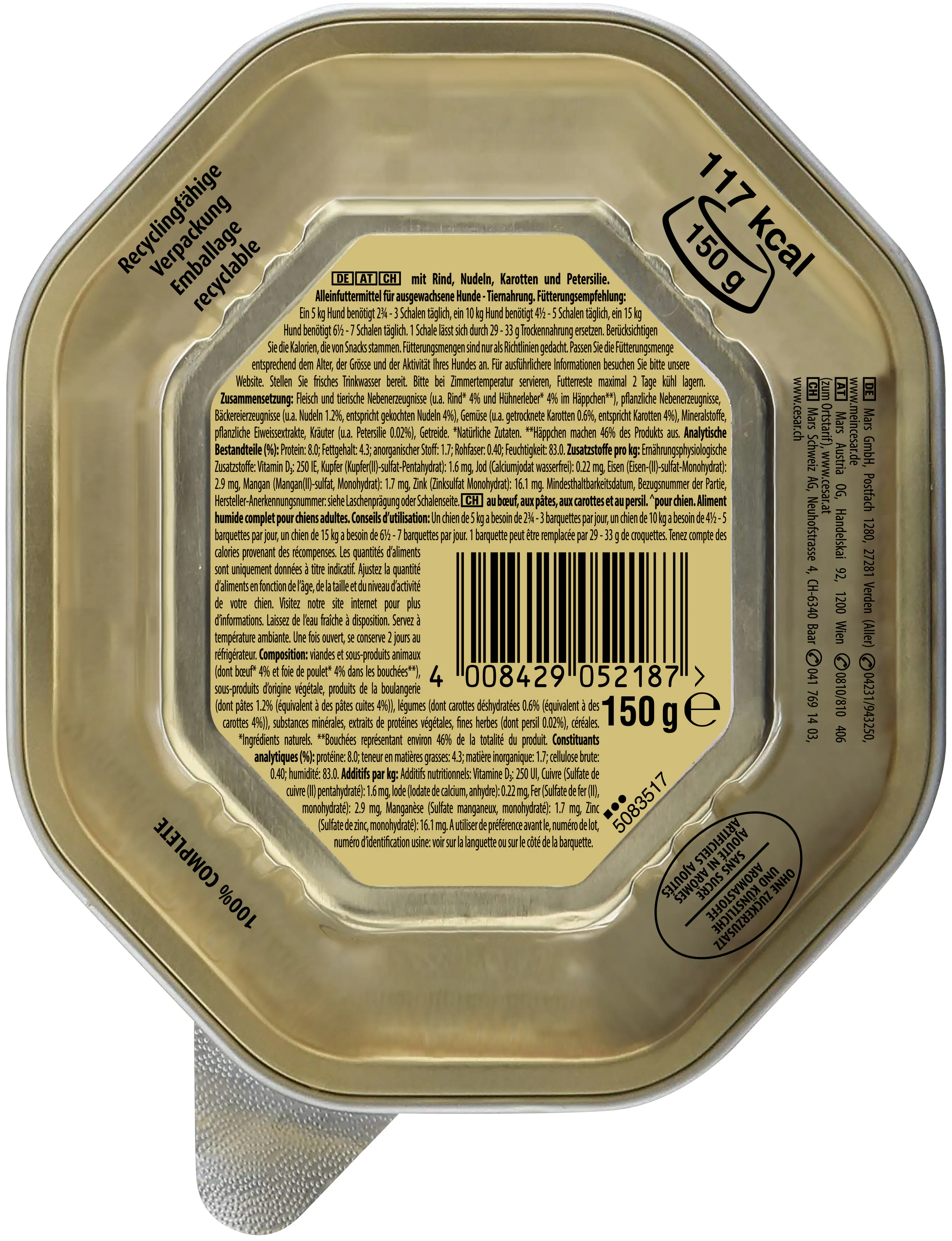 Cesar Hundenassfutter Landragout Adult 150 g Rind