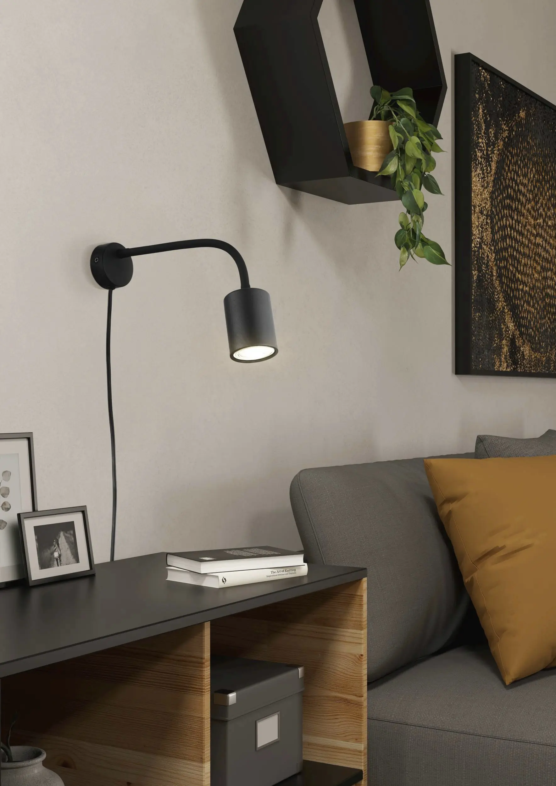 Eglo Wandleuchte Portella GU10 schwarz Stahl