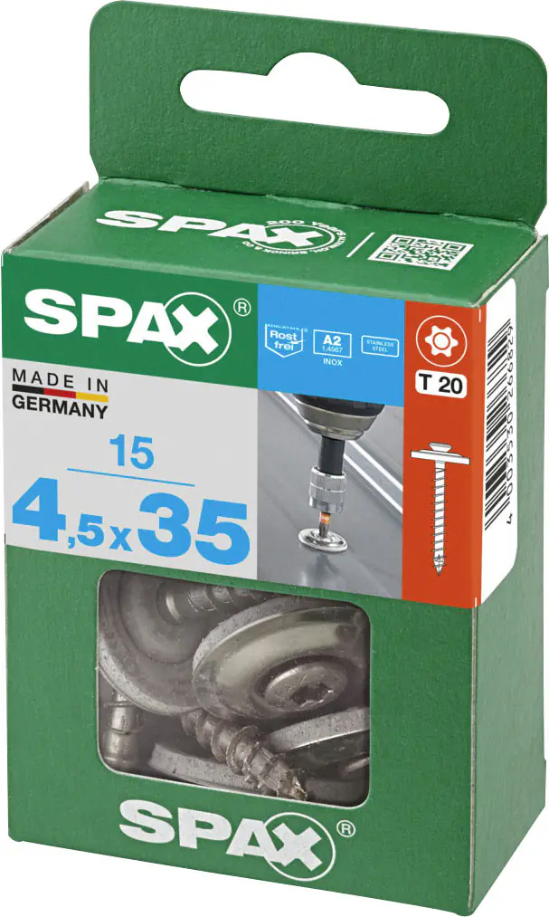 Spax Spenglerschrauben 4,5 x 35 mm T20 Vollgewinde - 15 Stk. 