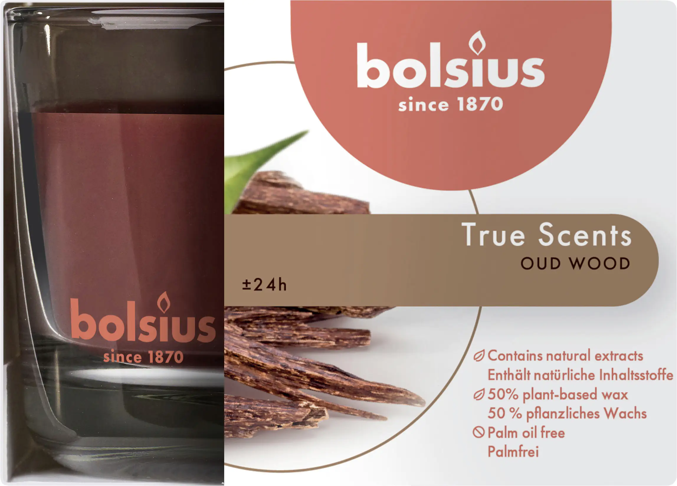 8717847136206_2802614 Bolsius Duftkerze im Glas Oud Wood, Höhe 6 cm, Ø 9 cm