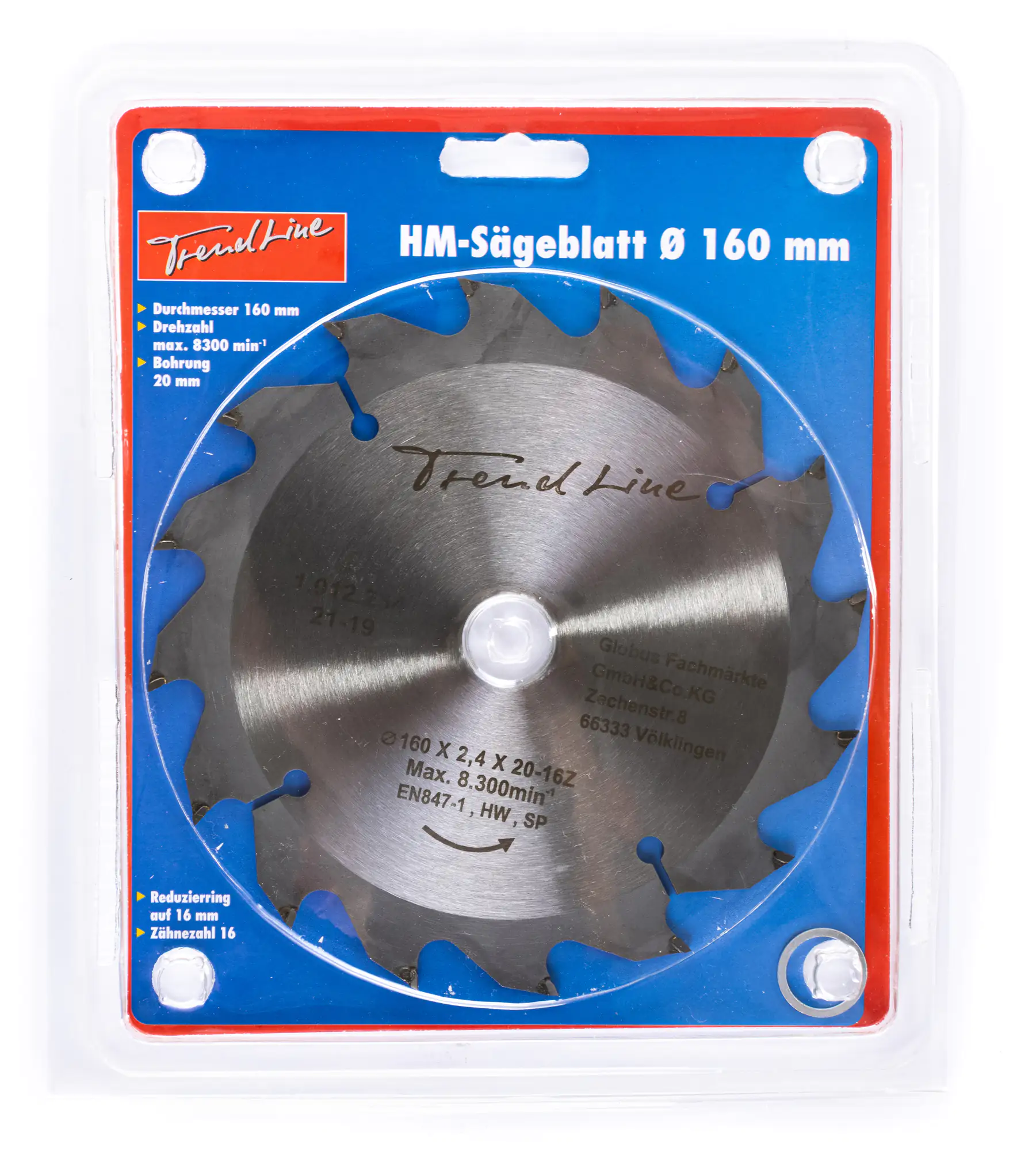 TrendLine HM-Kreissägeblatt Ø 160 mm Bohrung Ø 20 mm