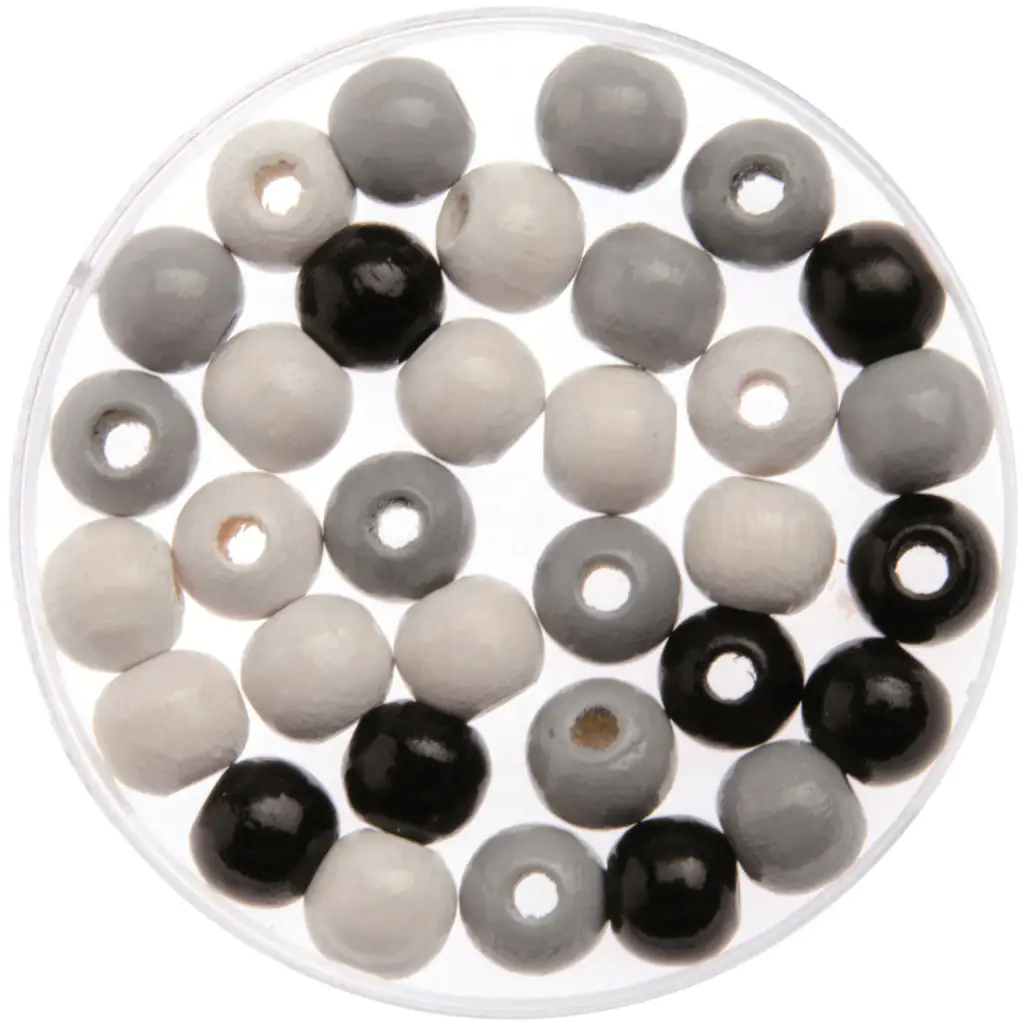 7610877499413 Glorex Holzperle schwarz / grau / weiß 10 mm