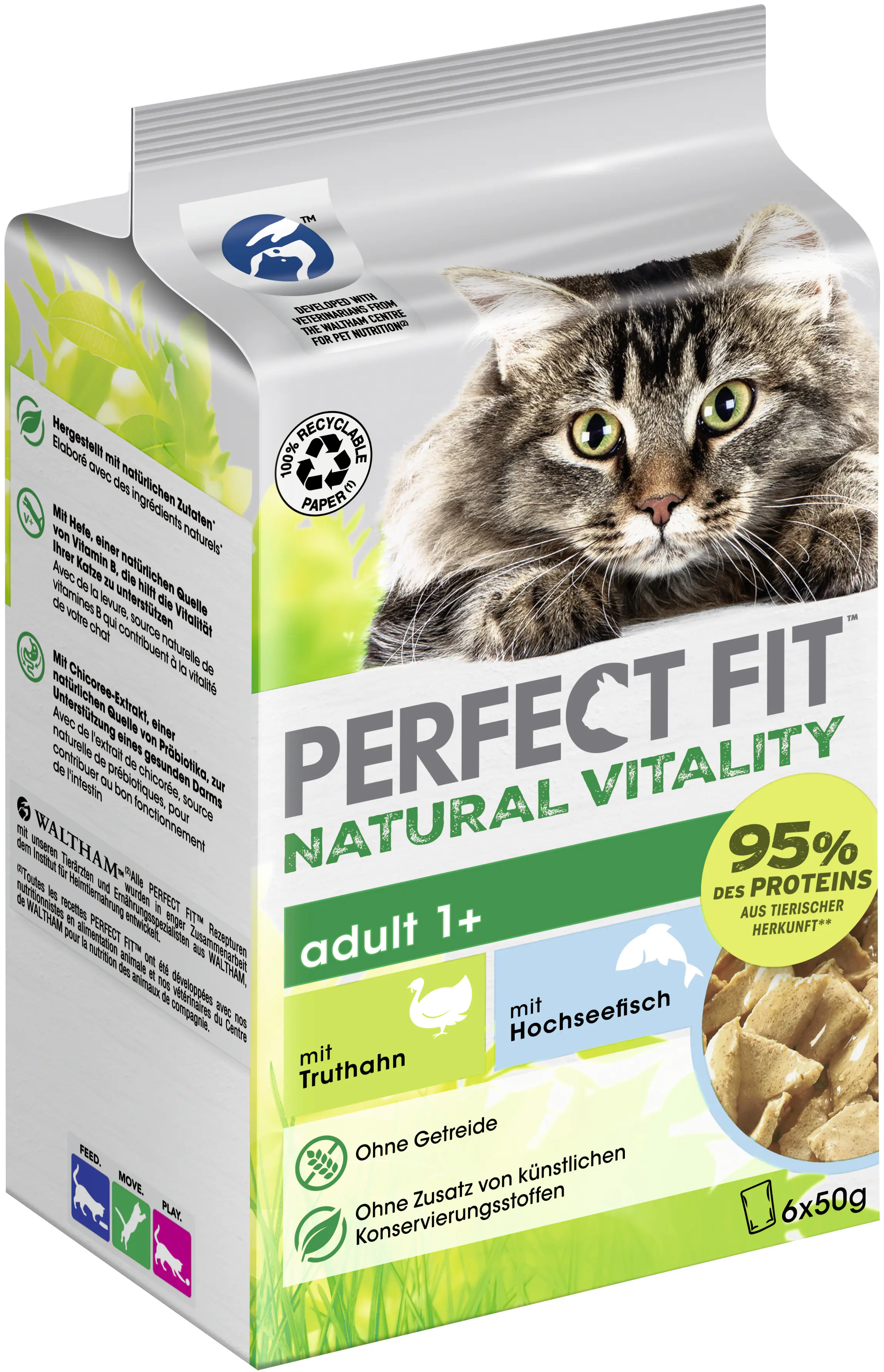 Perfect Fit Natural Vitality 1+ Truthahn & Hochseefisch Katzenfutter 6 x 50g