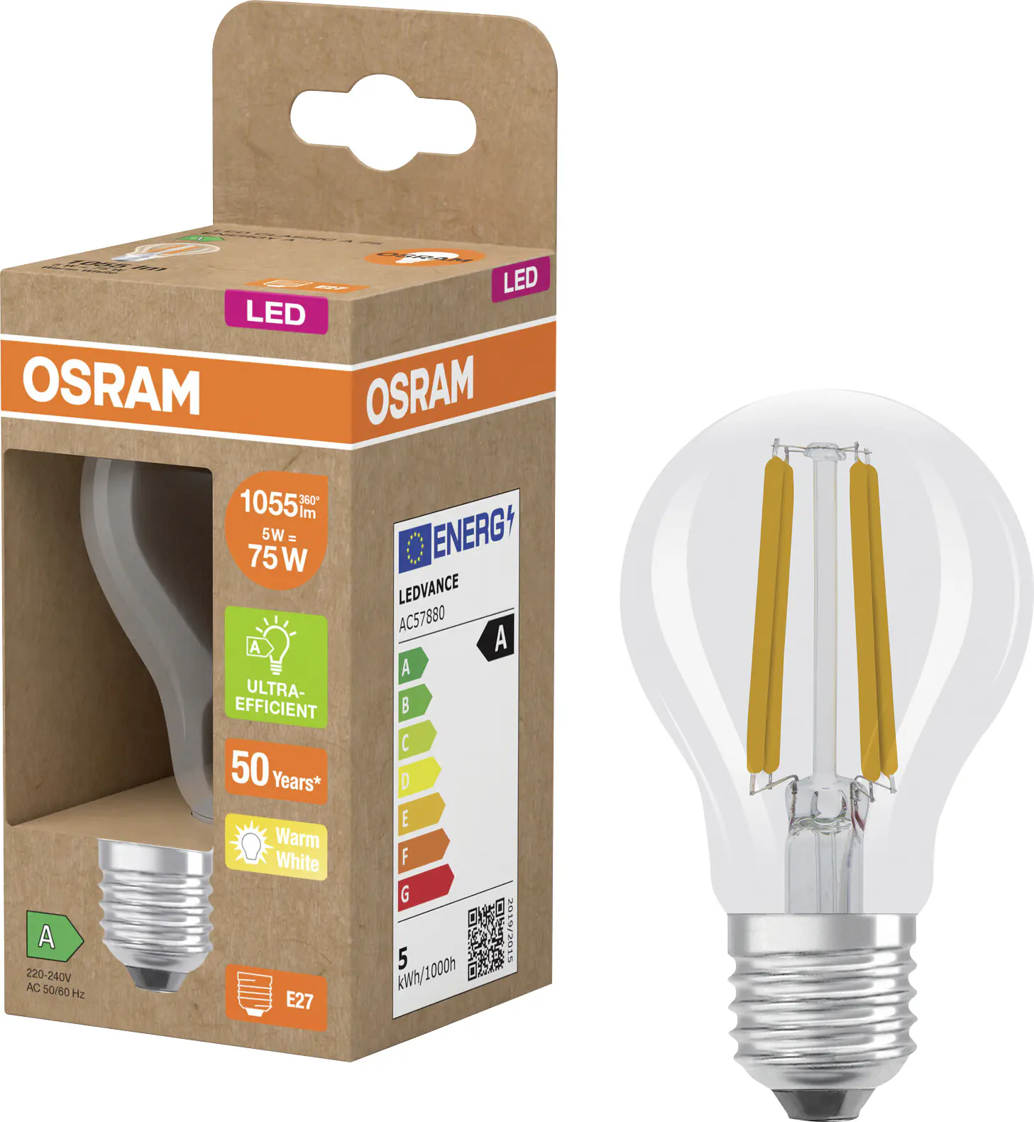 Osram LED Leuchtmittel Classic 5W 827 klar E27 warmweiß Osram LED Leuchtmittel Classic 5W 827 klar E27 warmweiß